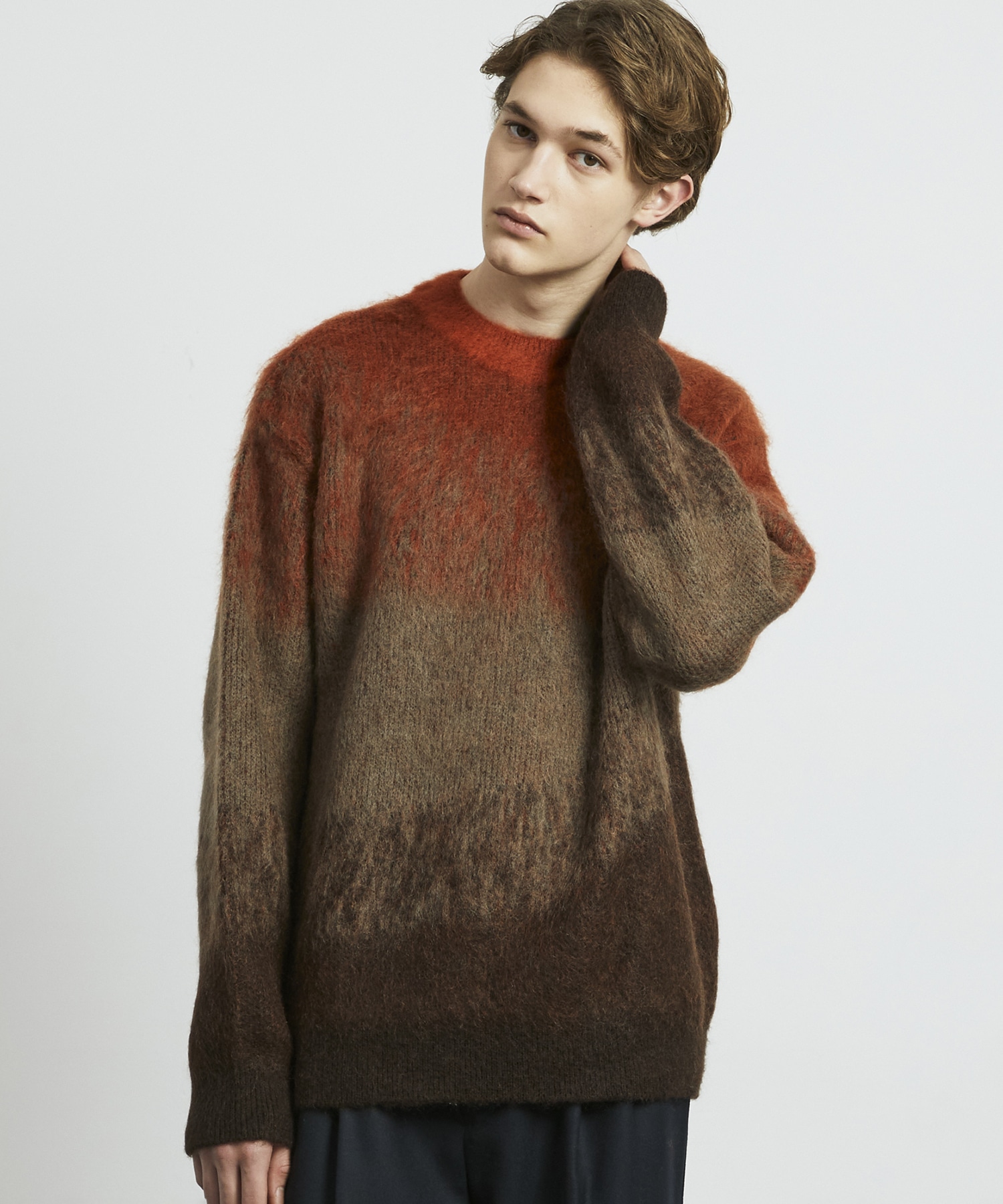 残りわずか〉グラデーションキッドモヘアニット(1 ORANGE): : メンズ