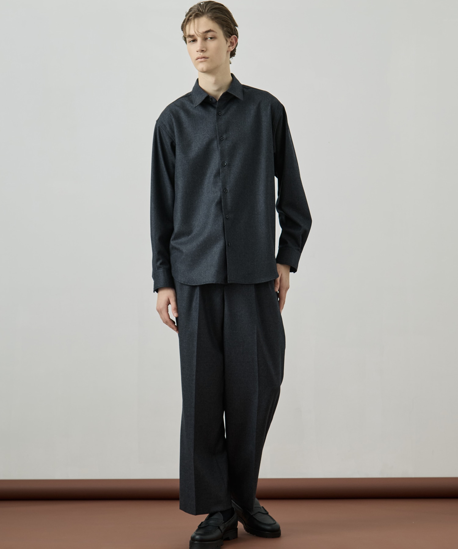 ウールフラノ レギュラーカラーシャツ