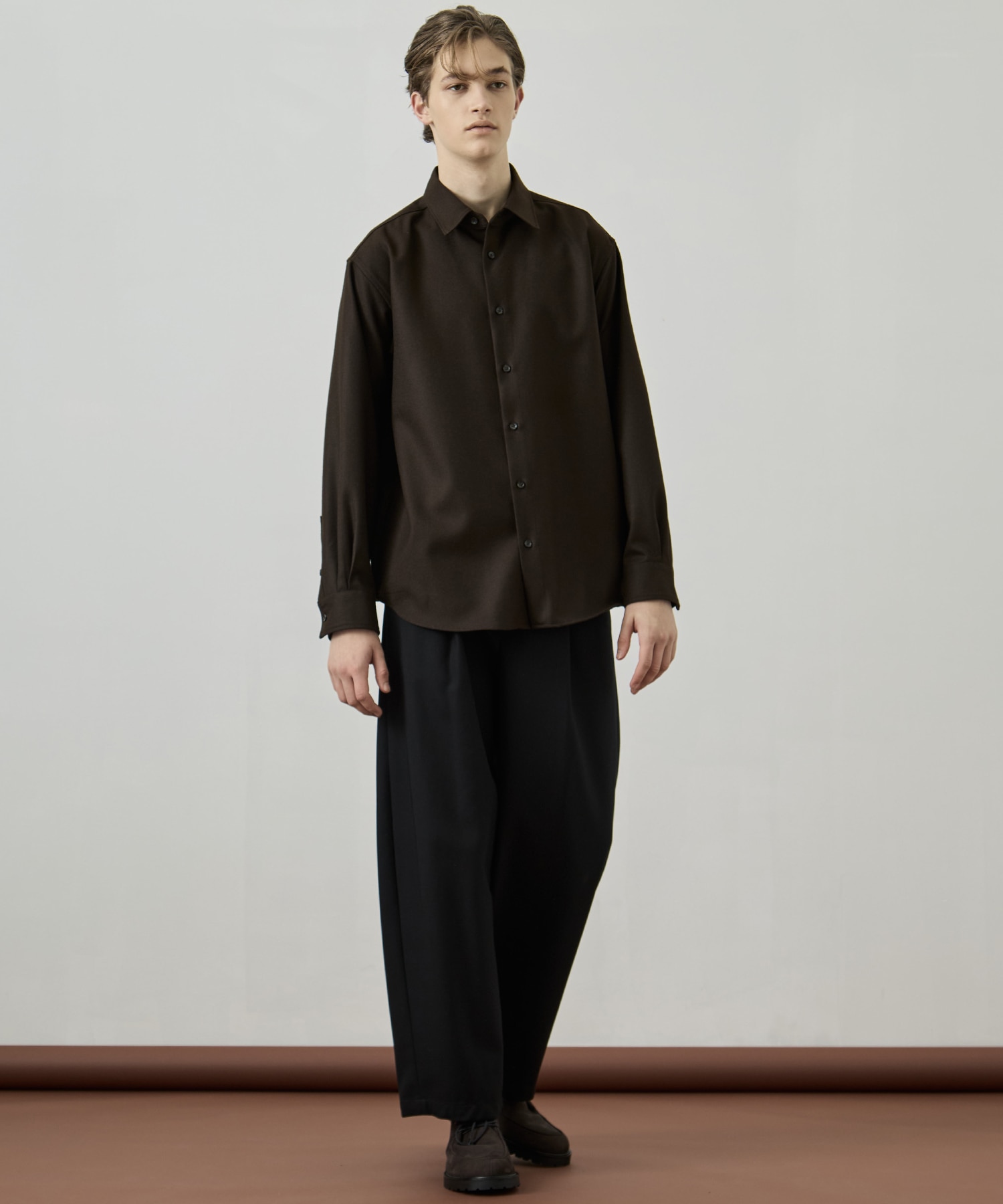 〈残りわずか〉ウールフラノ レギュラーカラーシャツ