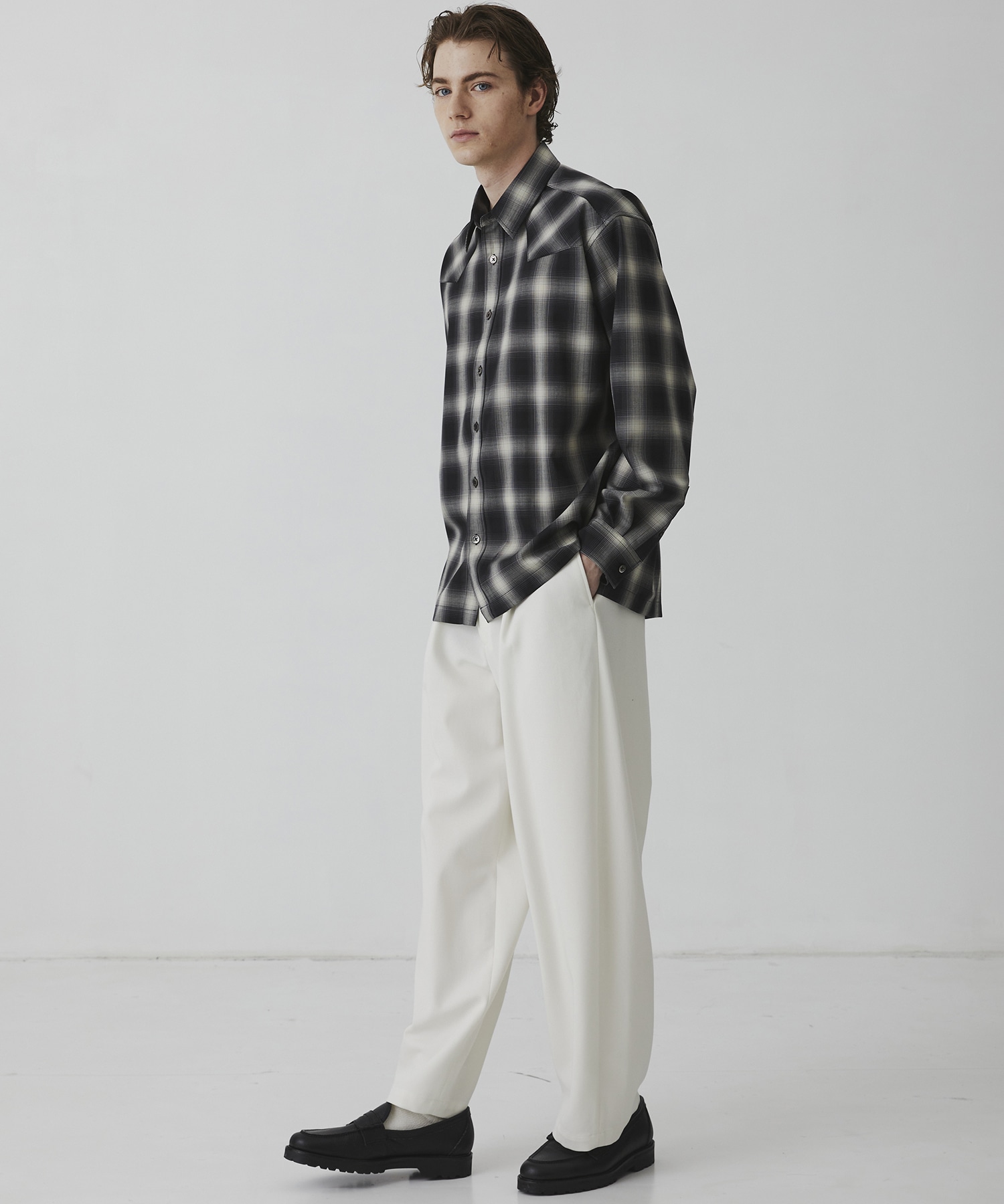 ウールオンブレチェック ウエスタンシャツ