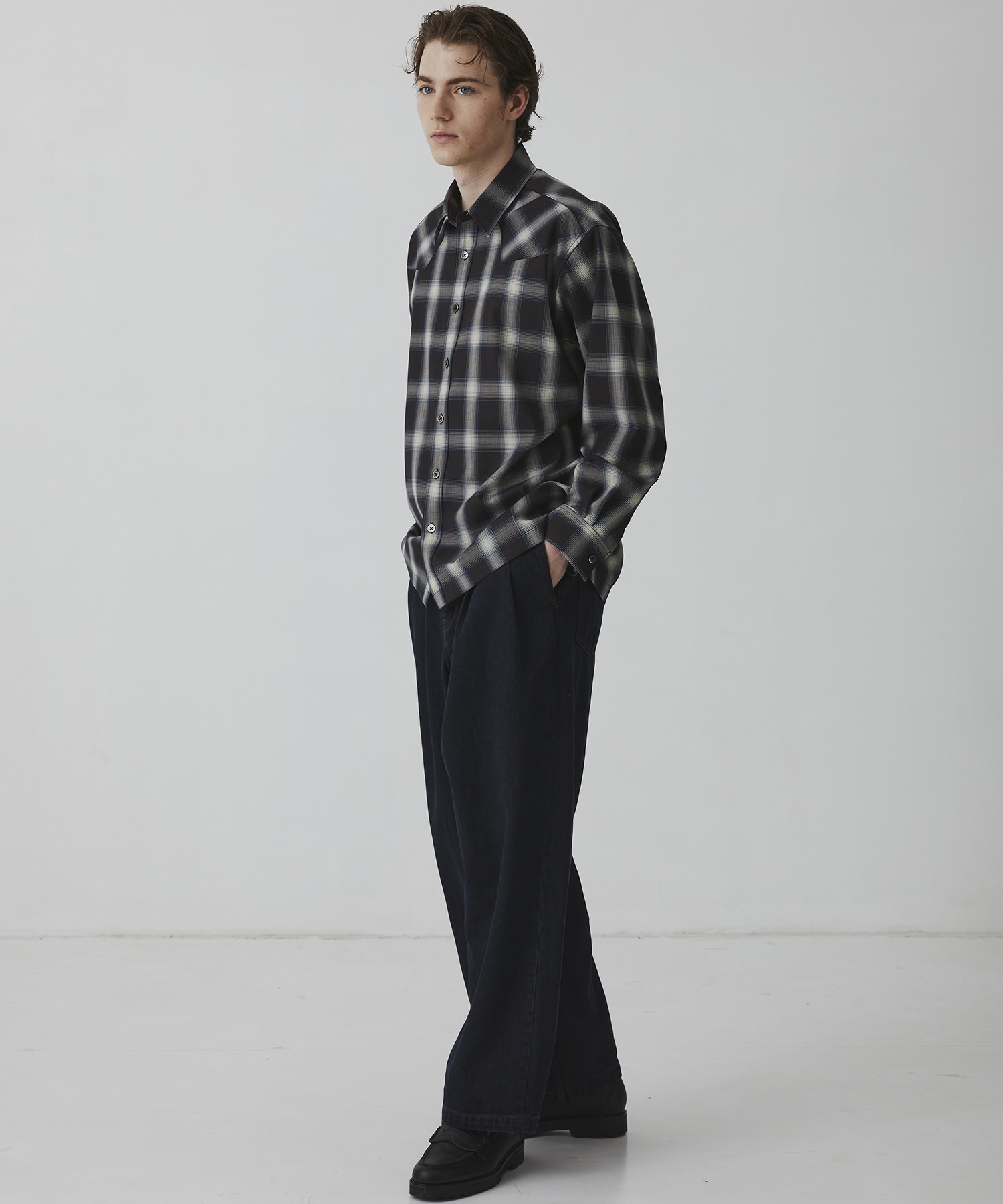 ウールオンブレチェック ウエスタンシャツ