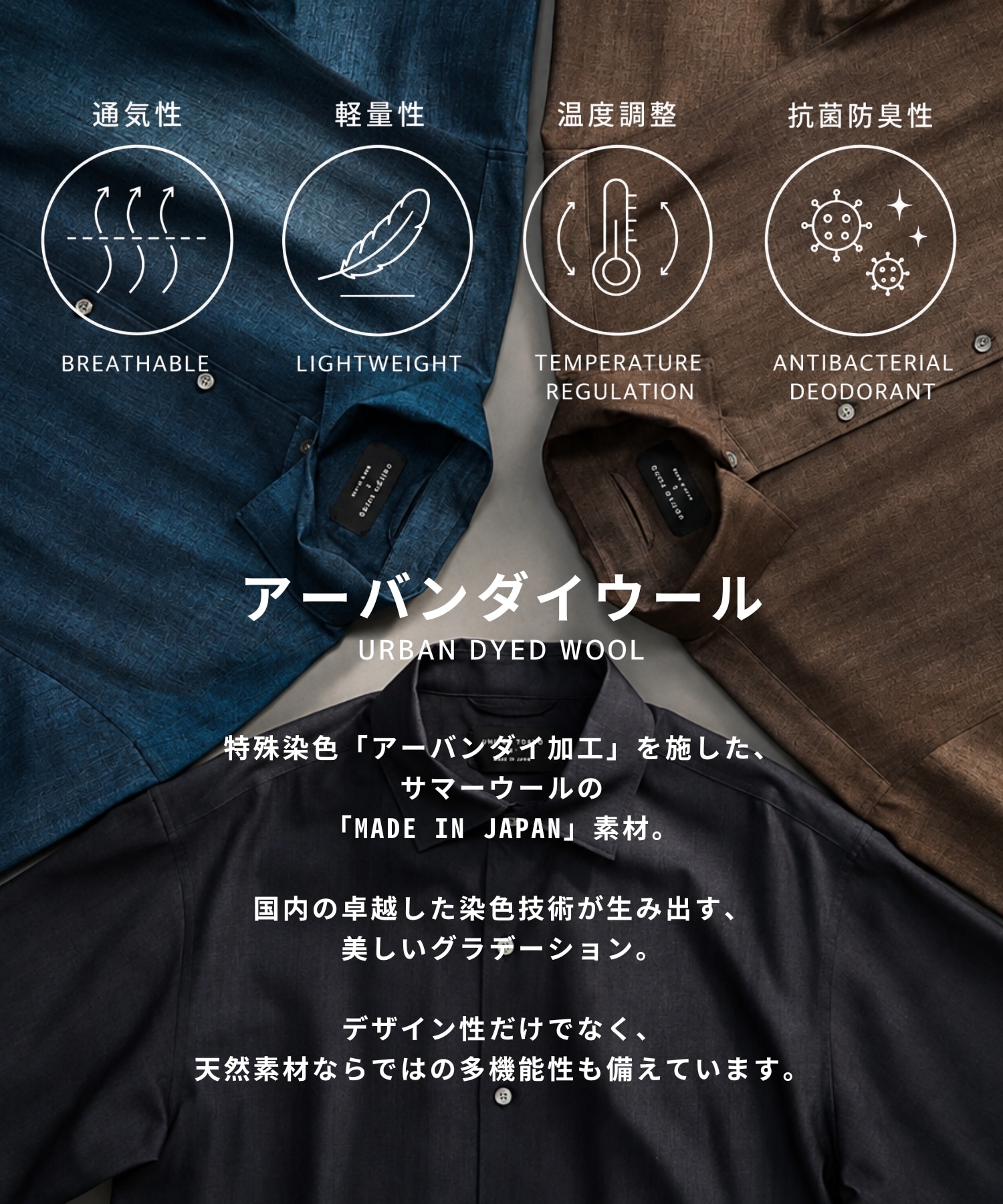 アーバンダイウール イタリアンカラーシャツ S/S