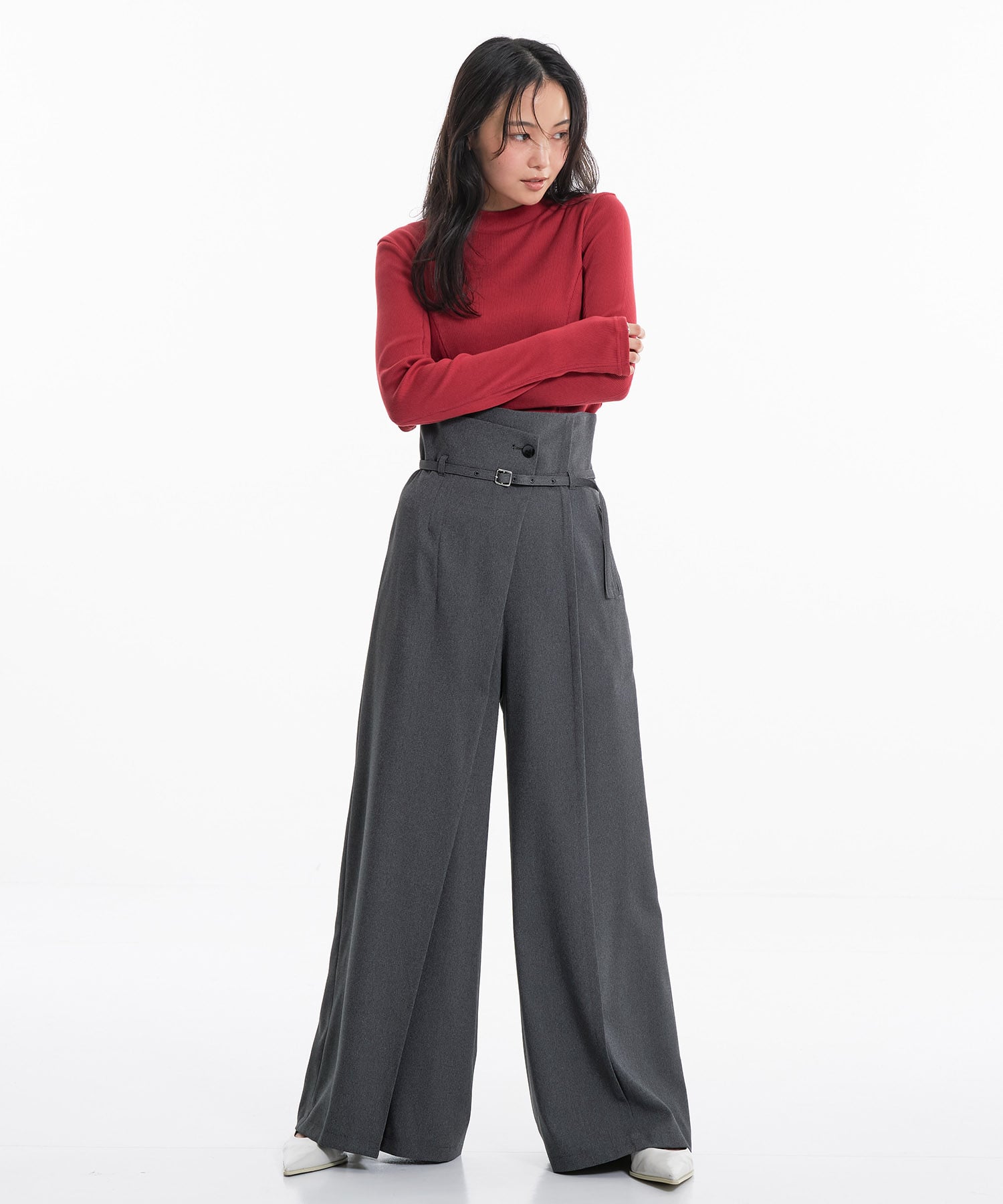 HAKAMAベルトワイドパンツ