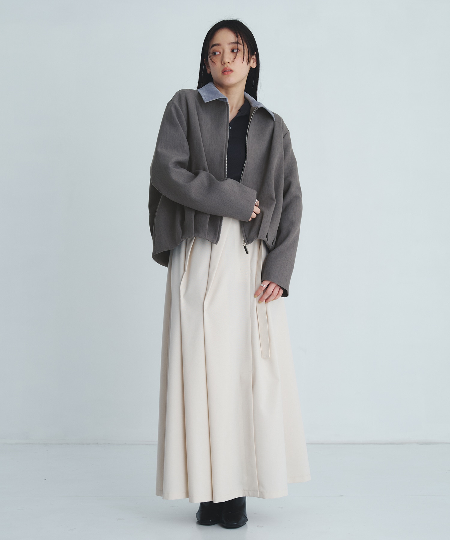 〈残りわずか｜再入荷なし〉バックベルトタックブルゾン