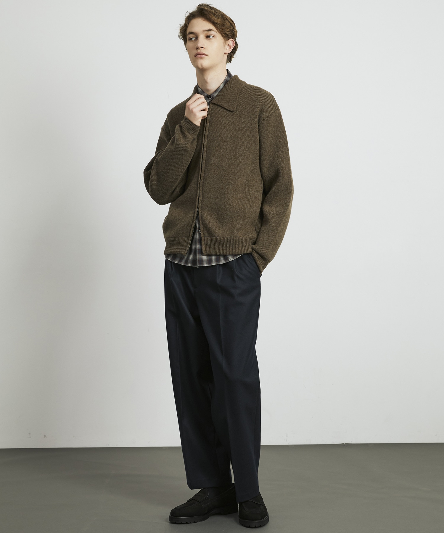 DRY WOOL オンブレチェックシャツ