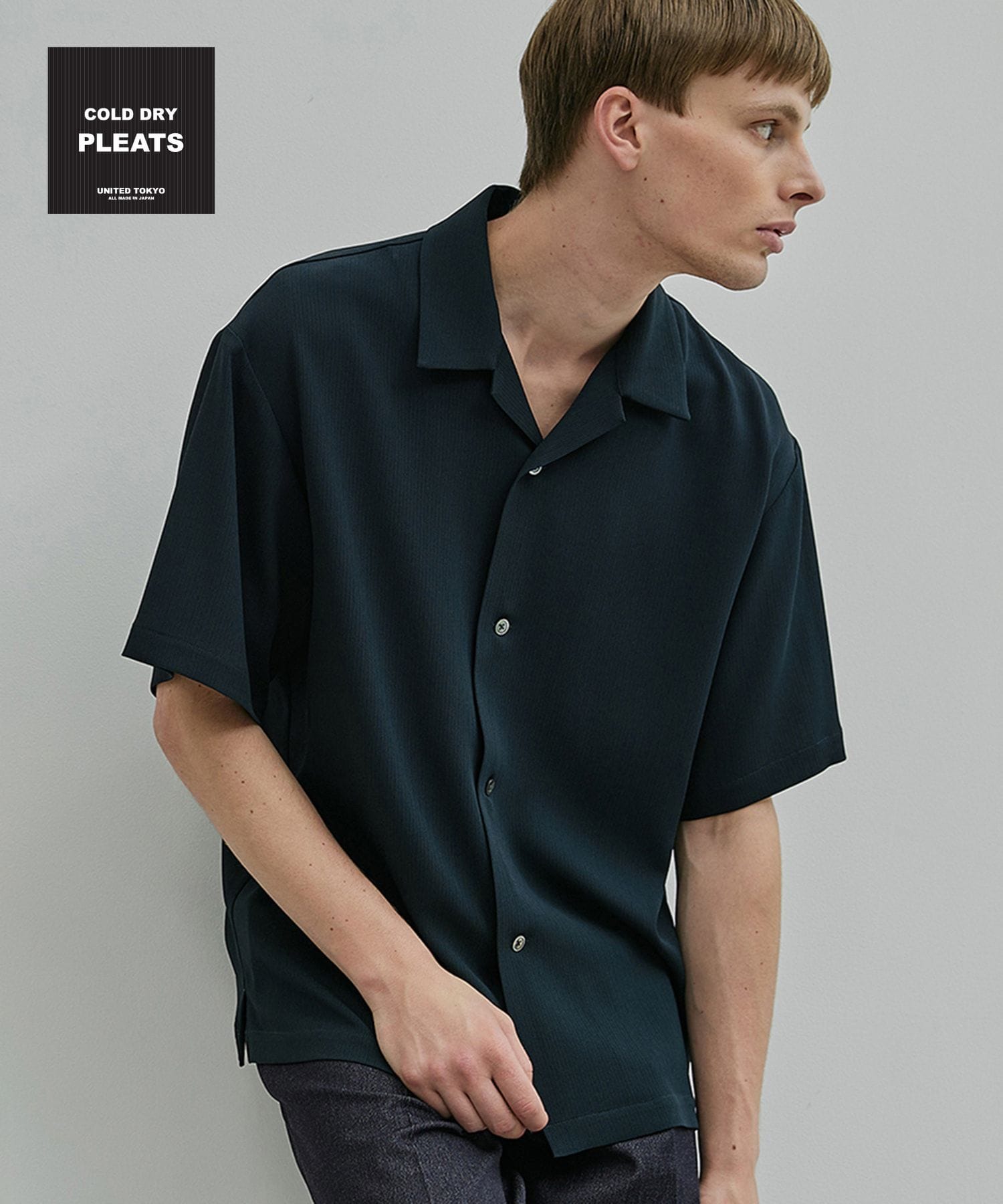COLD DRY PLEATS オープンカラーシャツ