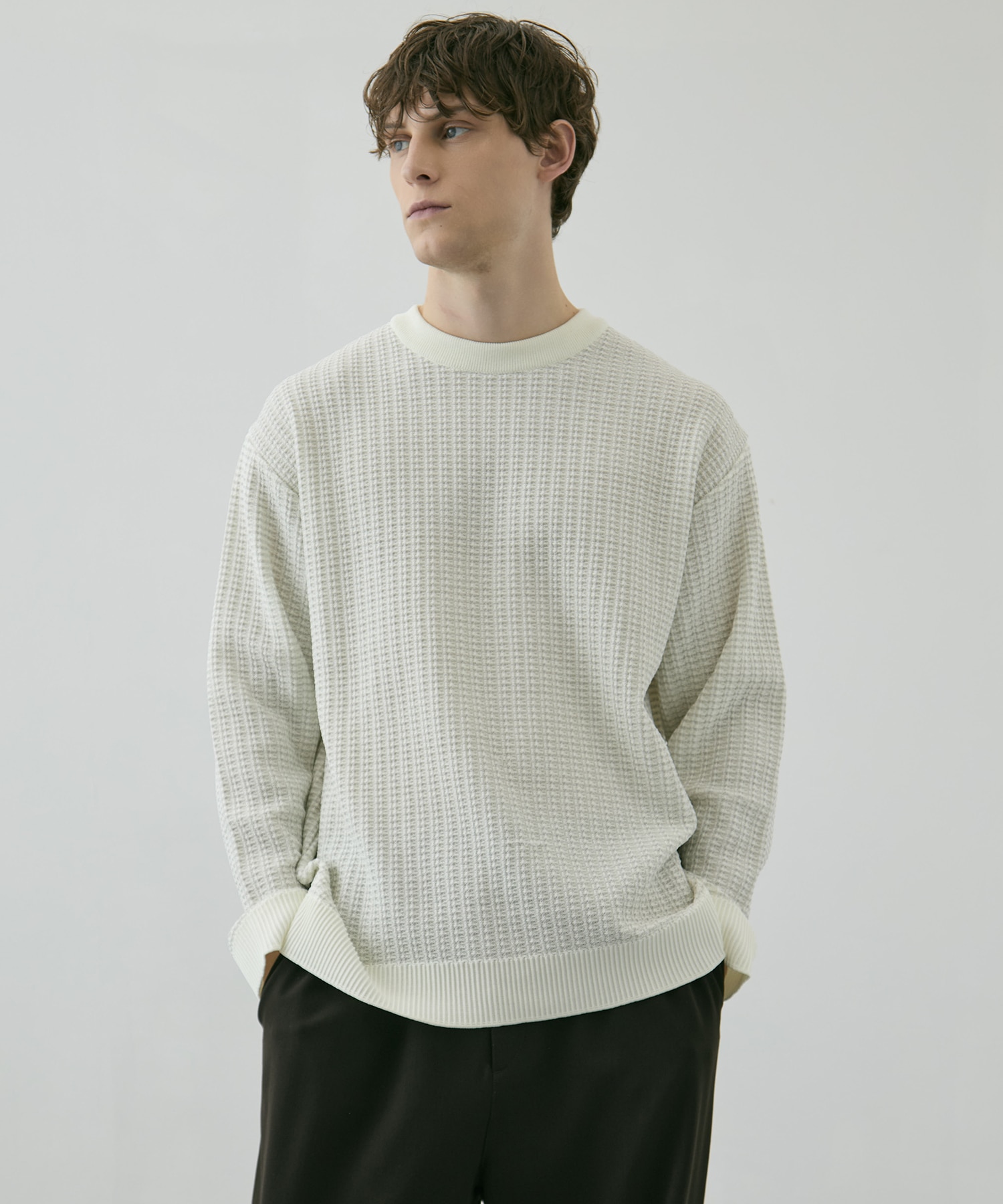 アウトラスト ジャガード クルーネックニット
