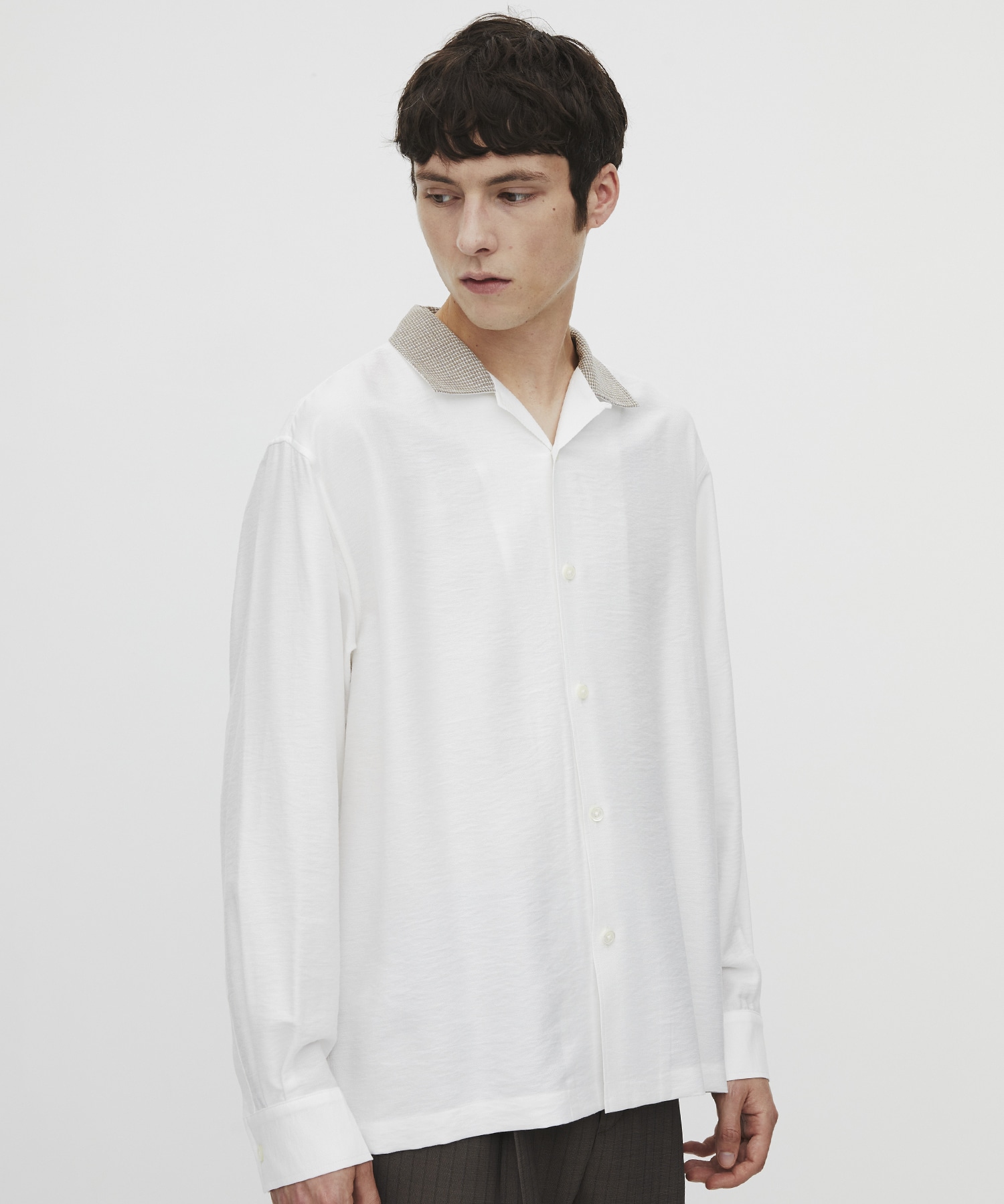 〈再入荷なし〉TWEED COLLER ロングスリーブシャツ