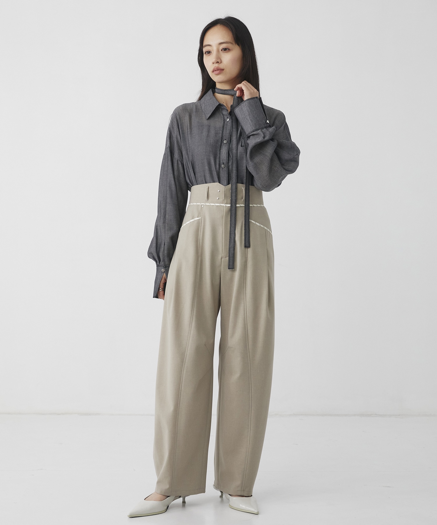 〈残りわずか〉【WEB限定｜セットアップ対応】メランジノッチベルトコクーンPT