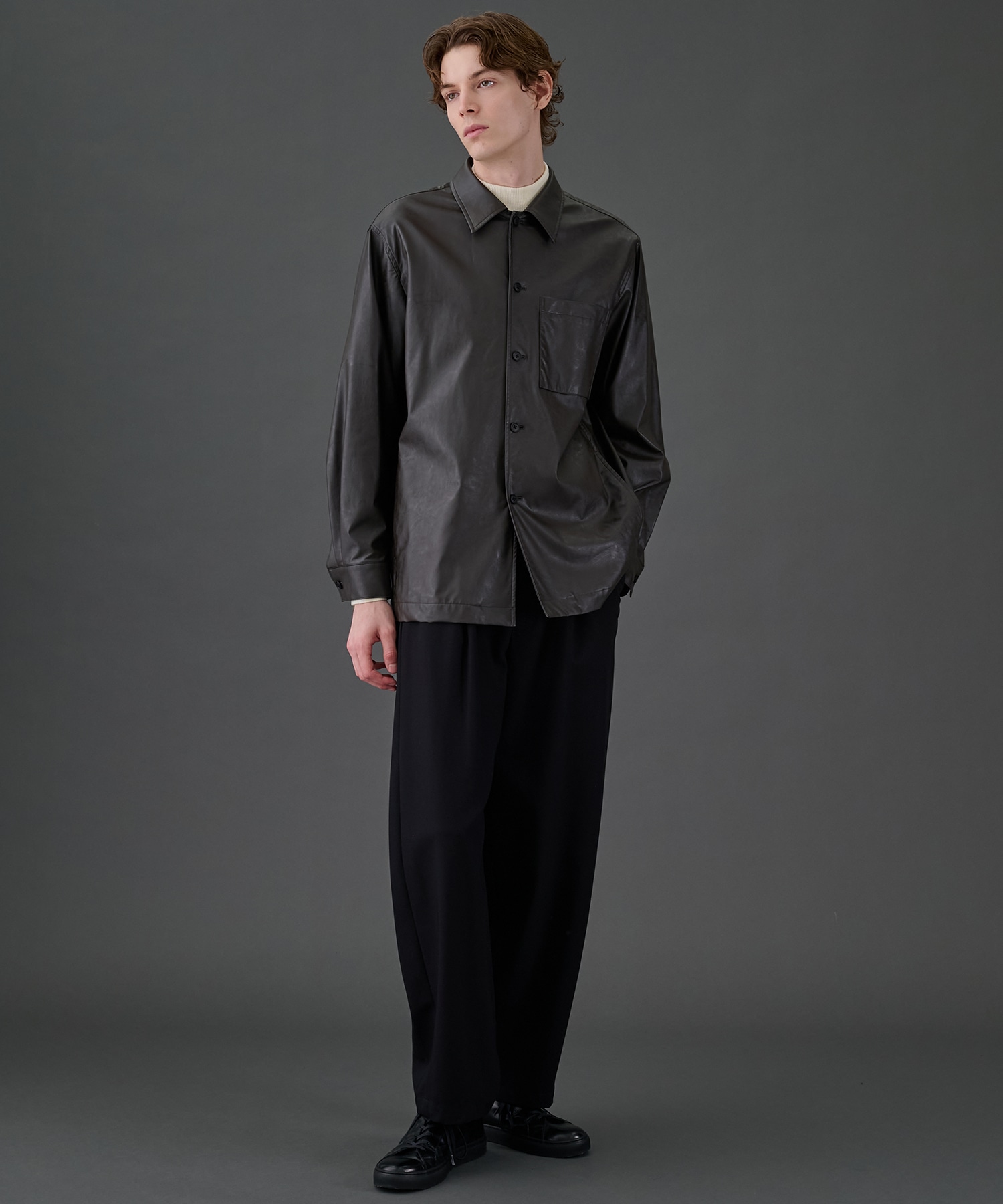 CLEAR WOOL 2タックバレルスラックス