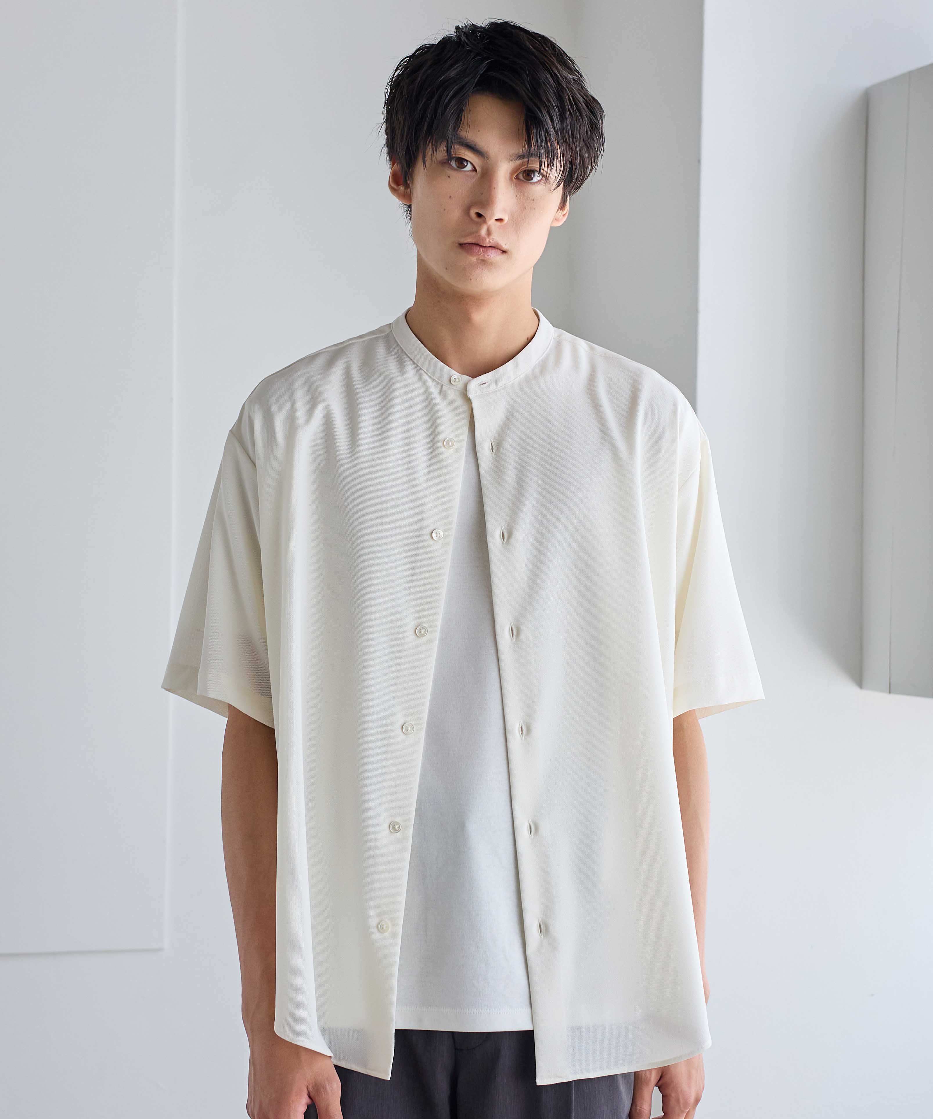 SMALl MESHバンドカラーシャツ(1 OFF WHITE): : メンズ｜UNITED TOKYO