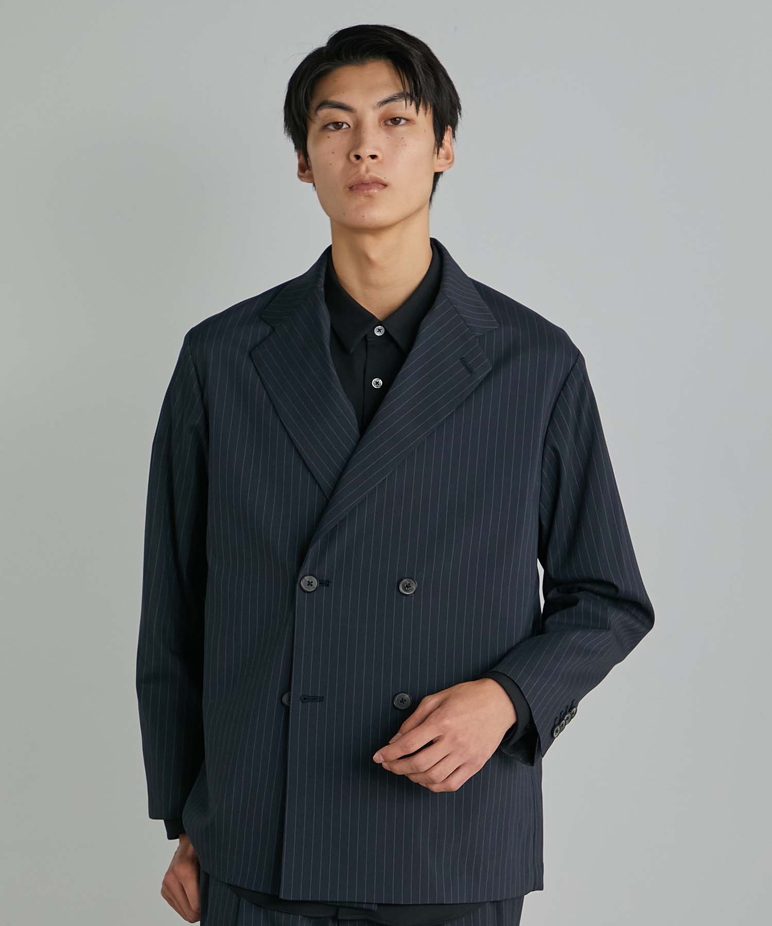 撥水ストレッチRELAX WOOL ダブルジャケット(1 BLACK): : メンズ