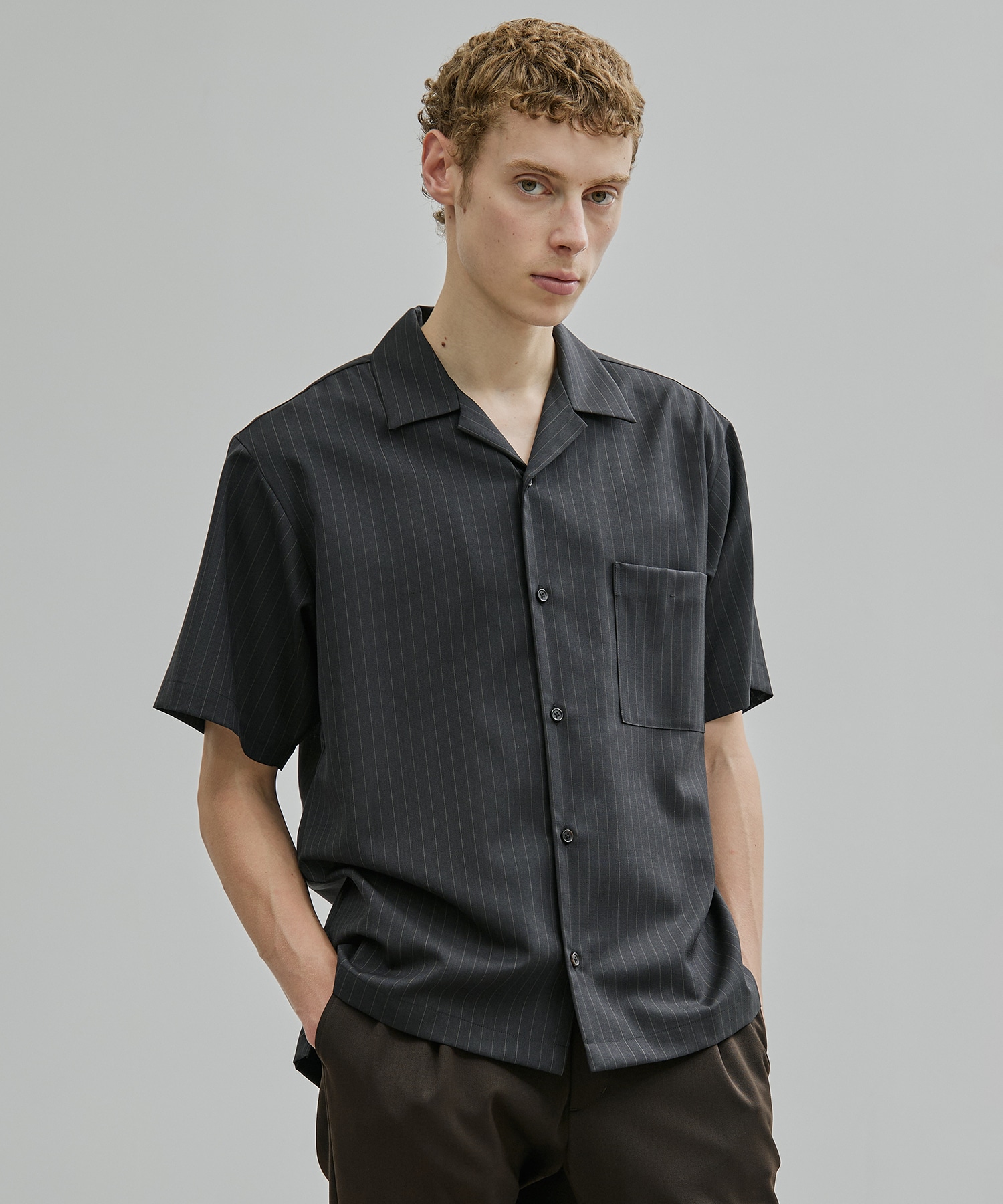 SUMMER WOOL オープンカラーシャツ(1 OFF WHITE): : メンズ
