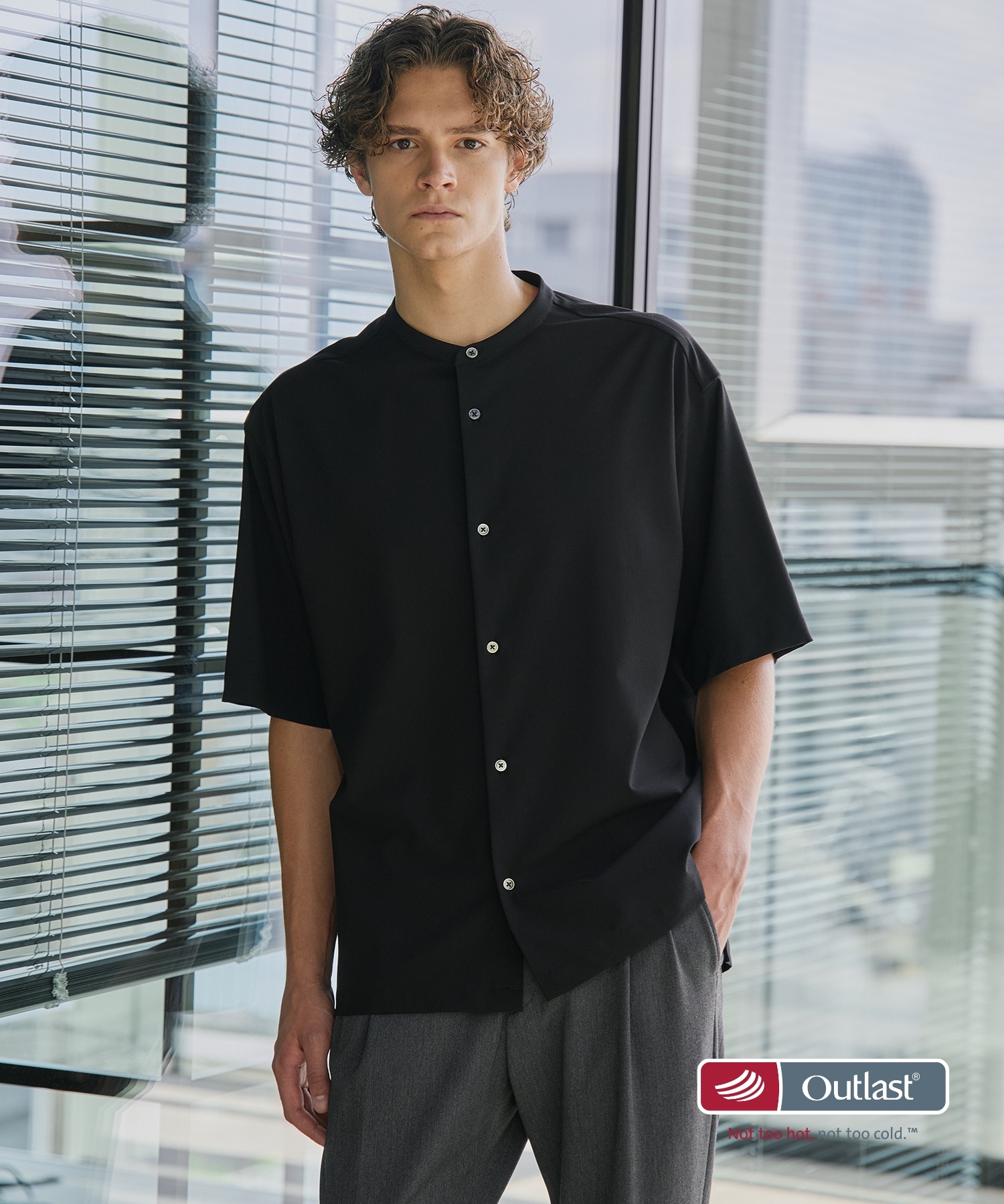 新発売】アウトラスト バンドカラーシャツ(1 DARK GREY