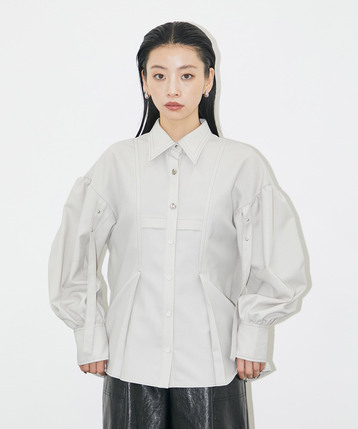 UNITED TOKYO タックタイブラウス ホワイト 0サイズシャツ/ブラウス(長袖/七分)