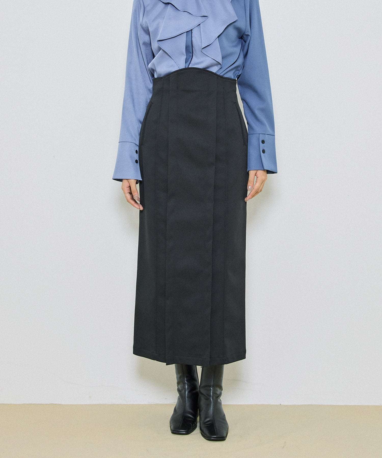 サンドラカーブウエストタイトスカート(1 BLACK): : ウィメンズ