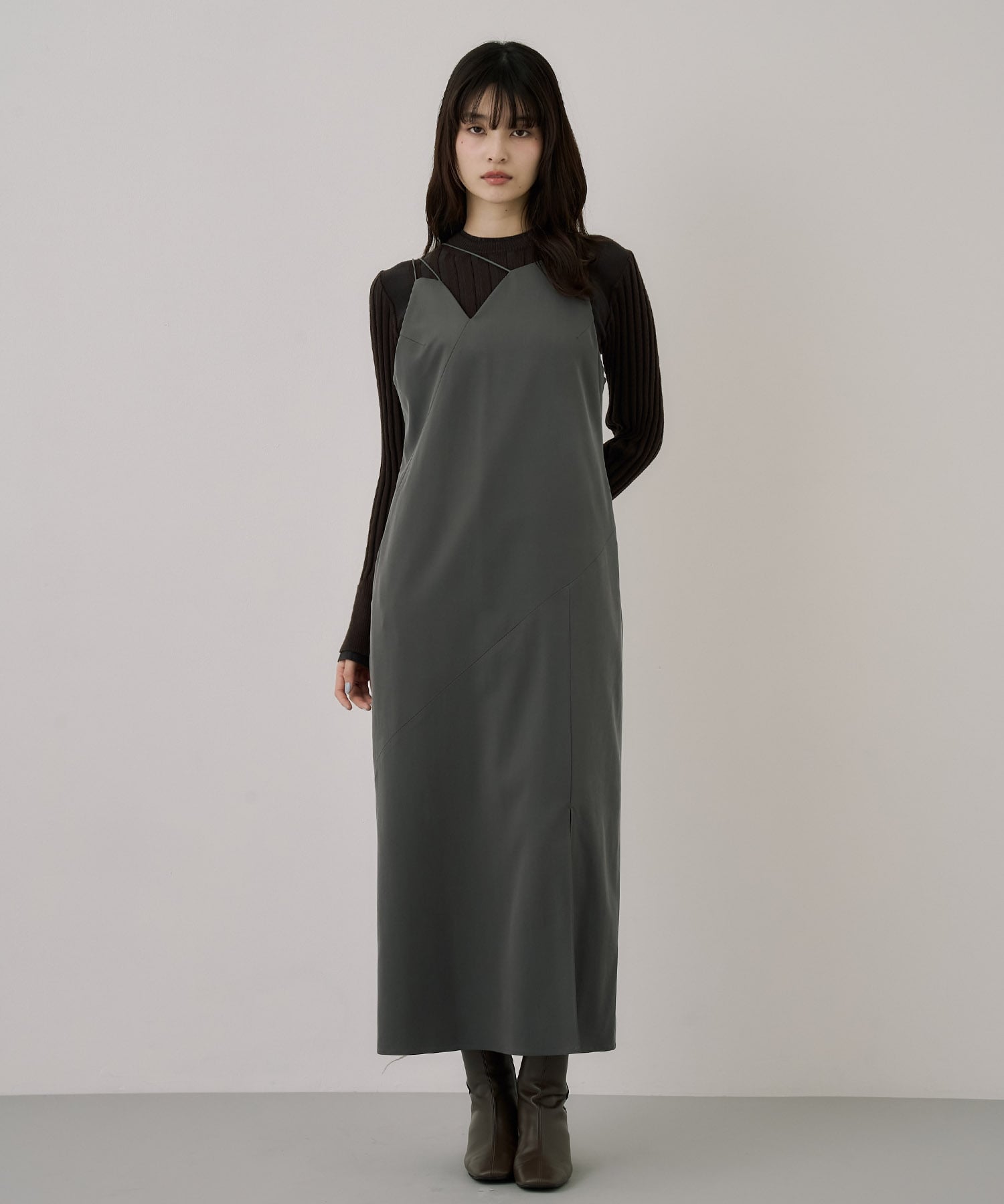 セットアップ対応】フィブリルアシメキャミワンピース(2 GREY