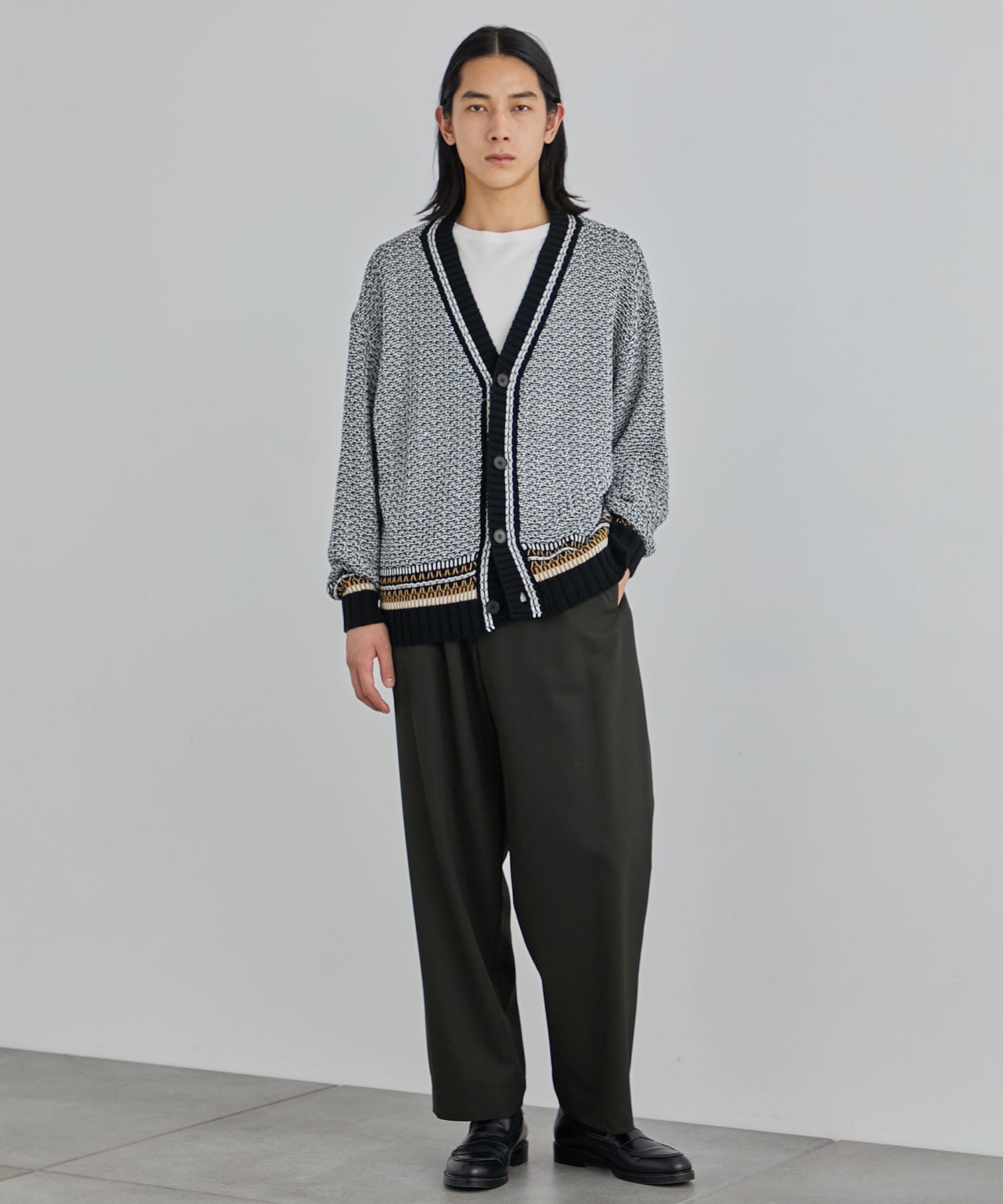 5GGミックスカラーステッチカーディガン