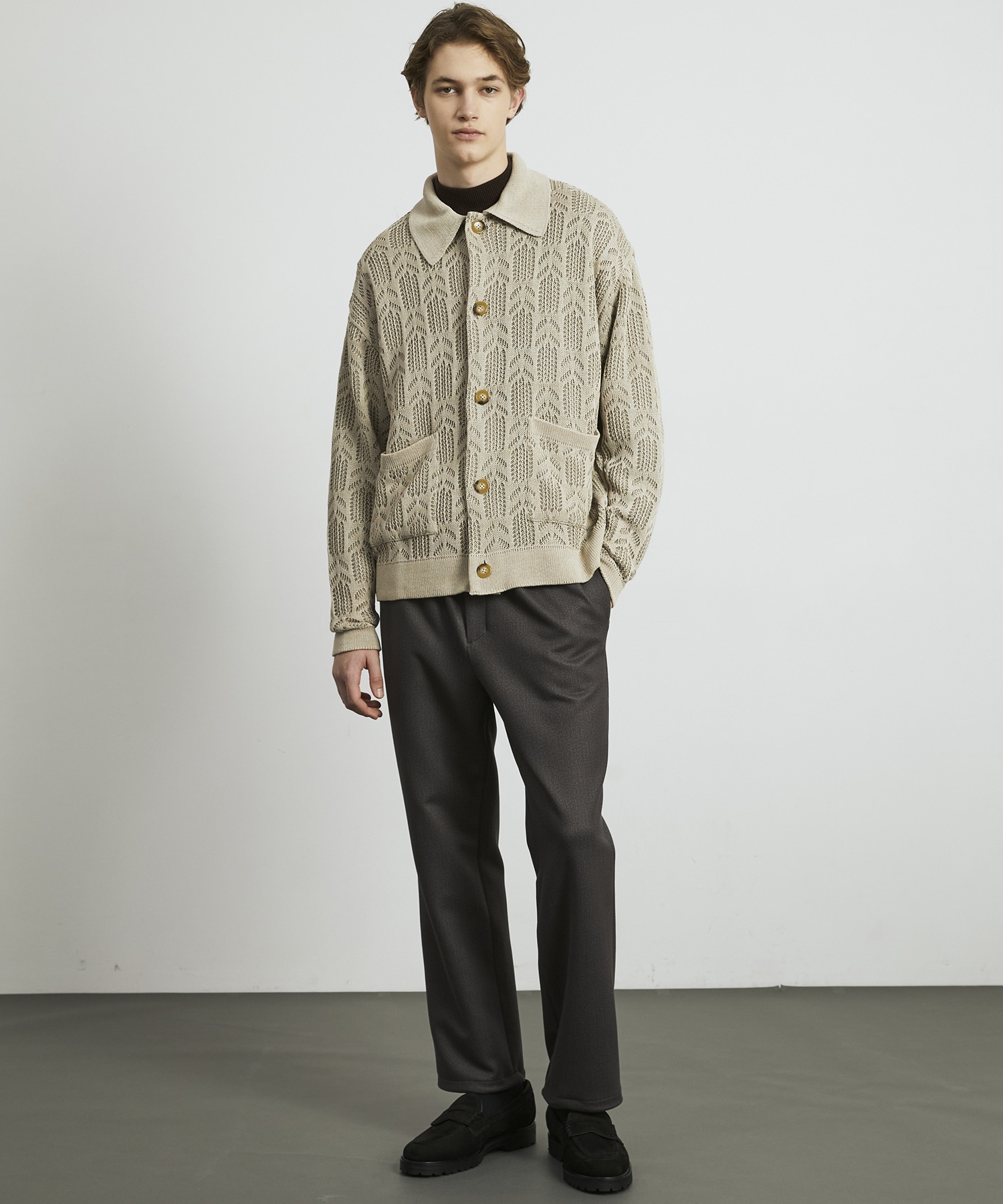 ダブルメッシュ ペーパーヤーン ニットジャケット