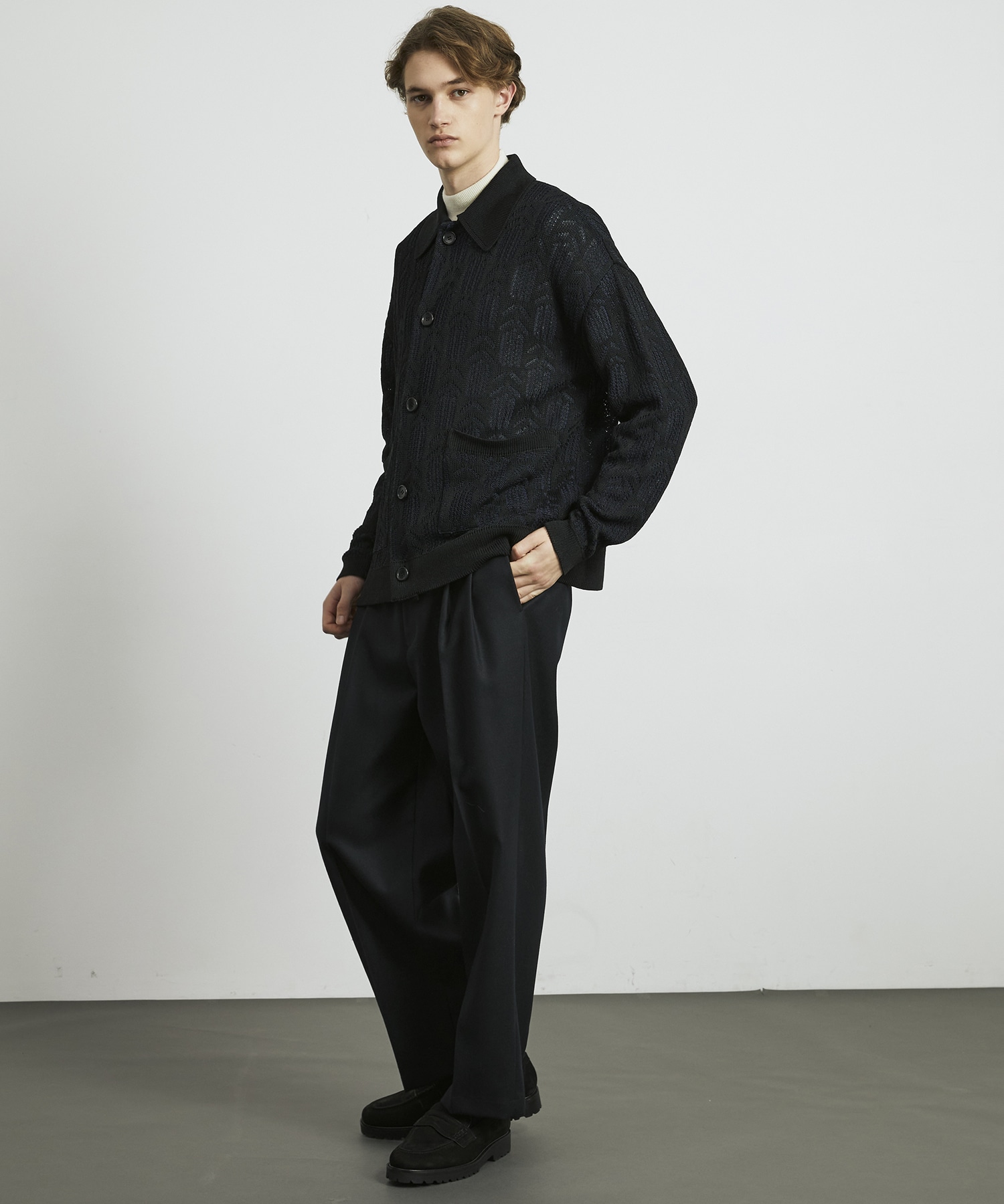 ダブルメッシュ ペーパーヤーン ニットジャケット