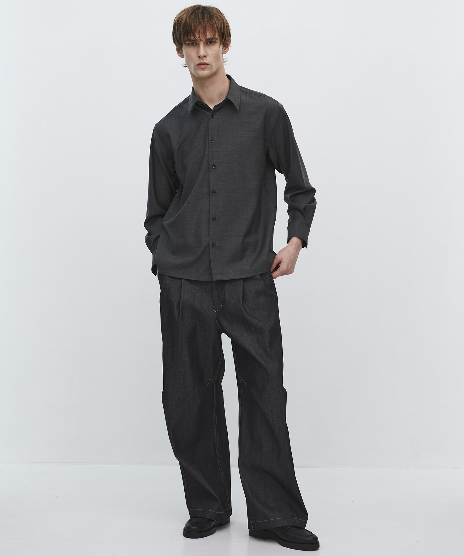 〈2026SS|残りわずか|再入荷なし〉SUPER 140's SCALE OFF WOOL シャツ