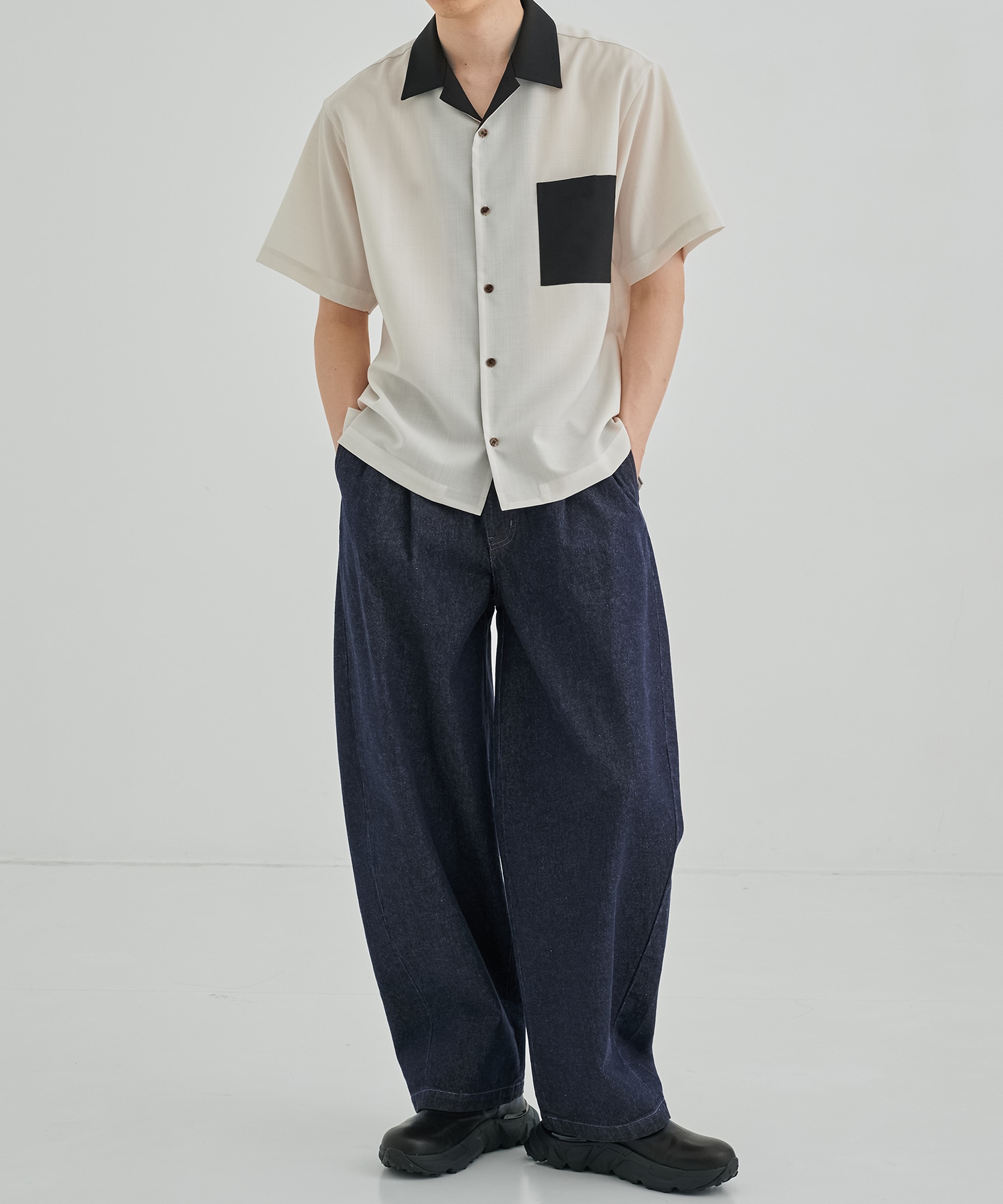 SUMMER WOOL オープンカラーシャツ