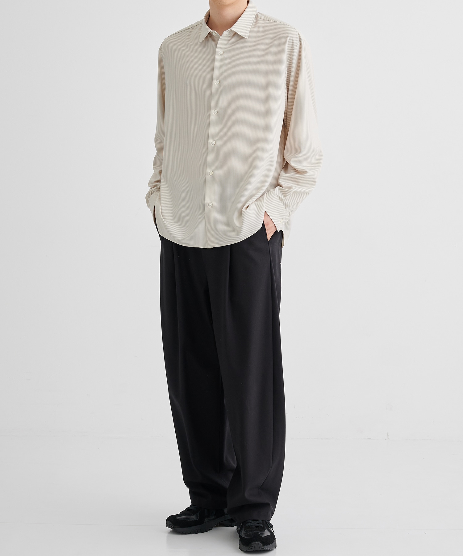 【WEB限定 先行予約】DRY RAYON ストライプリラックスシャツ