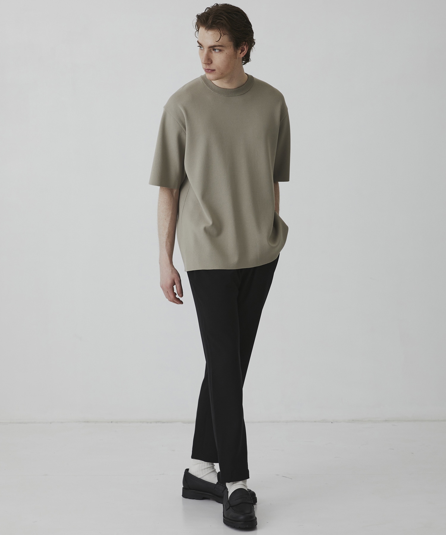 18G サーブルストレッチクルーネックニットTEE