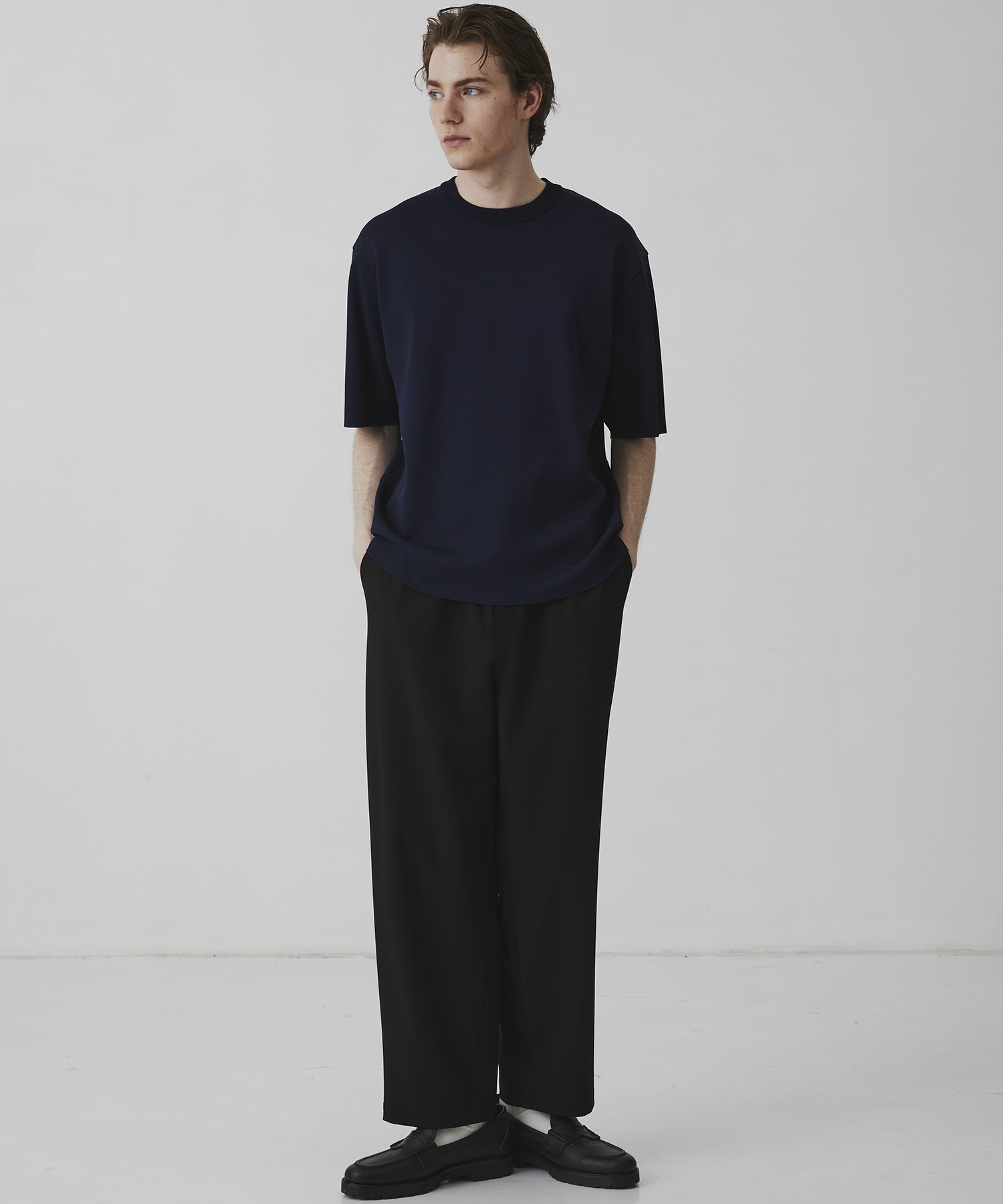 〈WEB限定｜先行予約〉18G サーブルストレッチクルーネックニットTEE