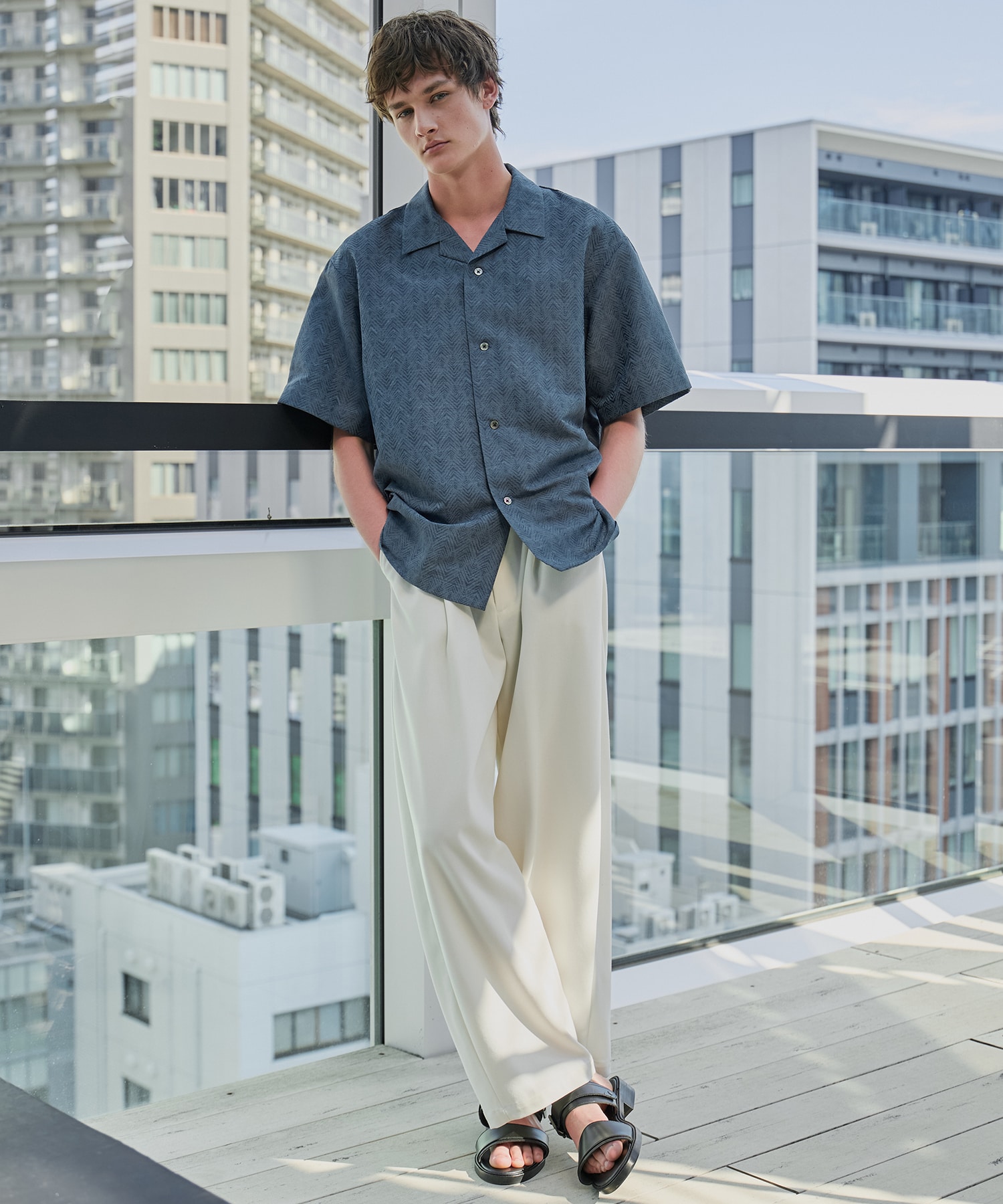 〈新発売〉ヘリンボーンジャガードシャツ S/S