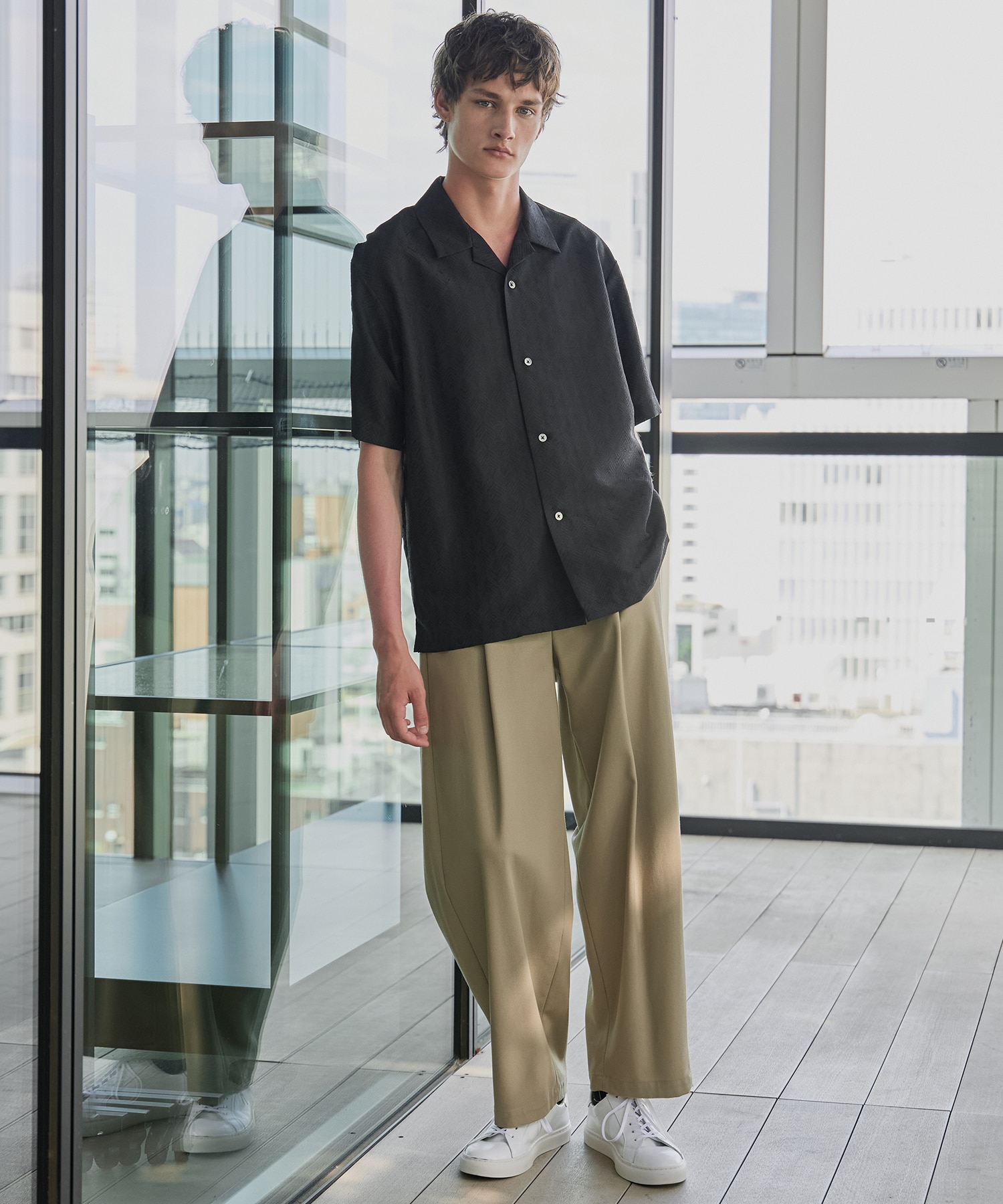 〈新発売〉ヘリンボーンジャガードシャツ S/S