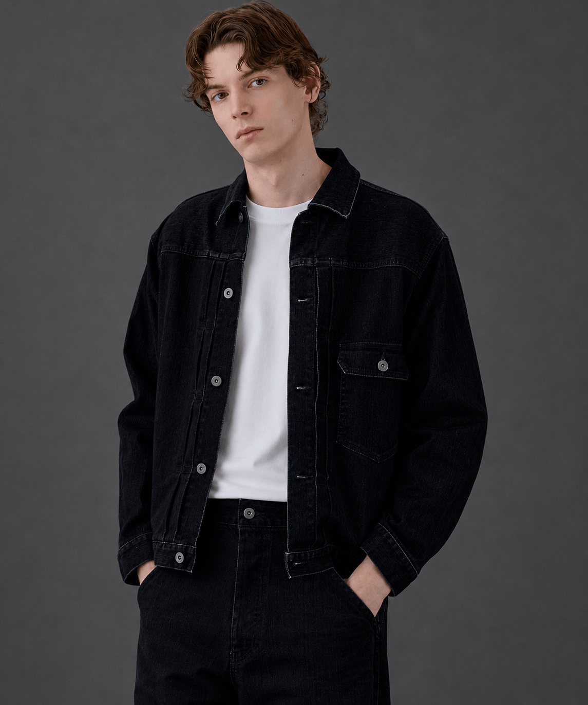 残りわずか｜再入荷なし〉フロッキーデニムジャケット(1 BLACK