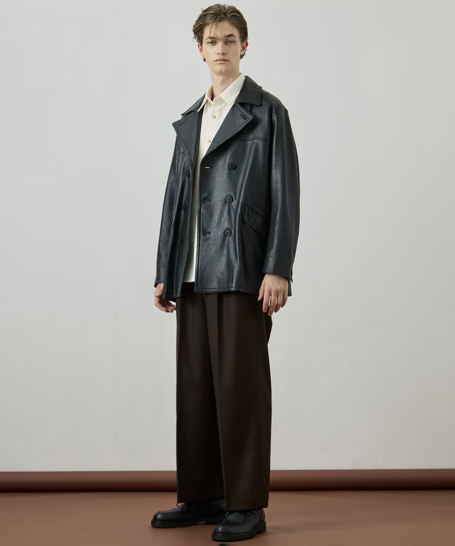 ウールフラノ  2タックストレートパンツ