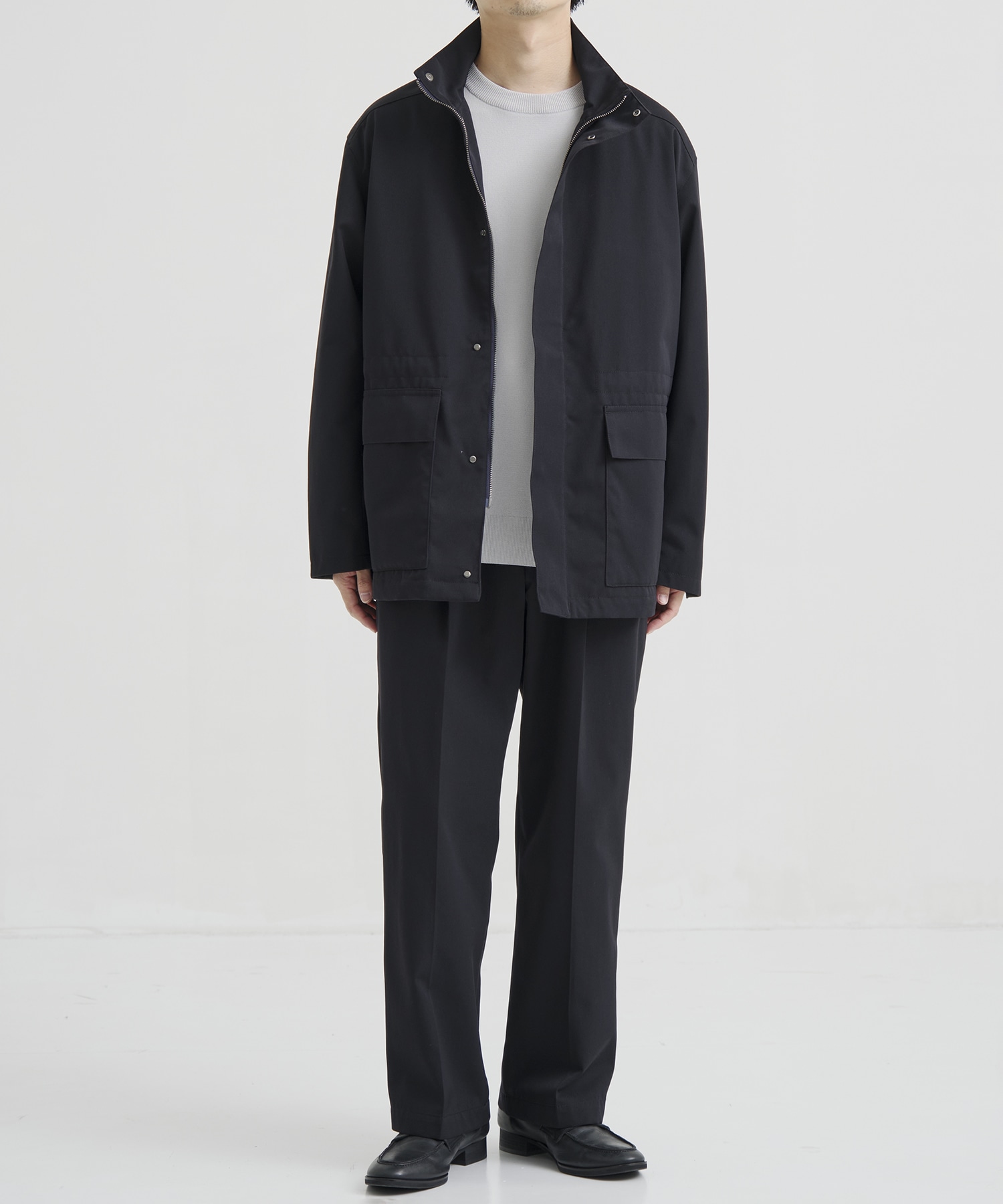 WOOL COTTON ギャバ スタンドカラーブルゾン