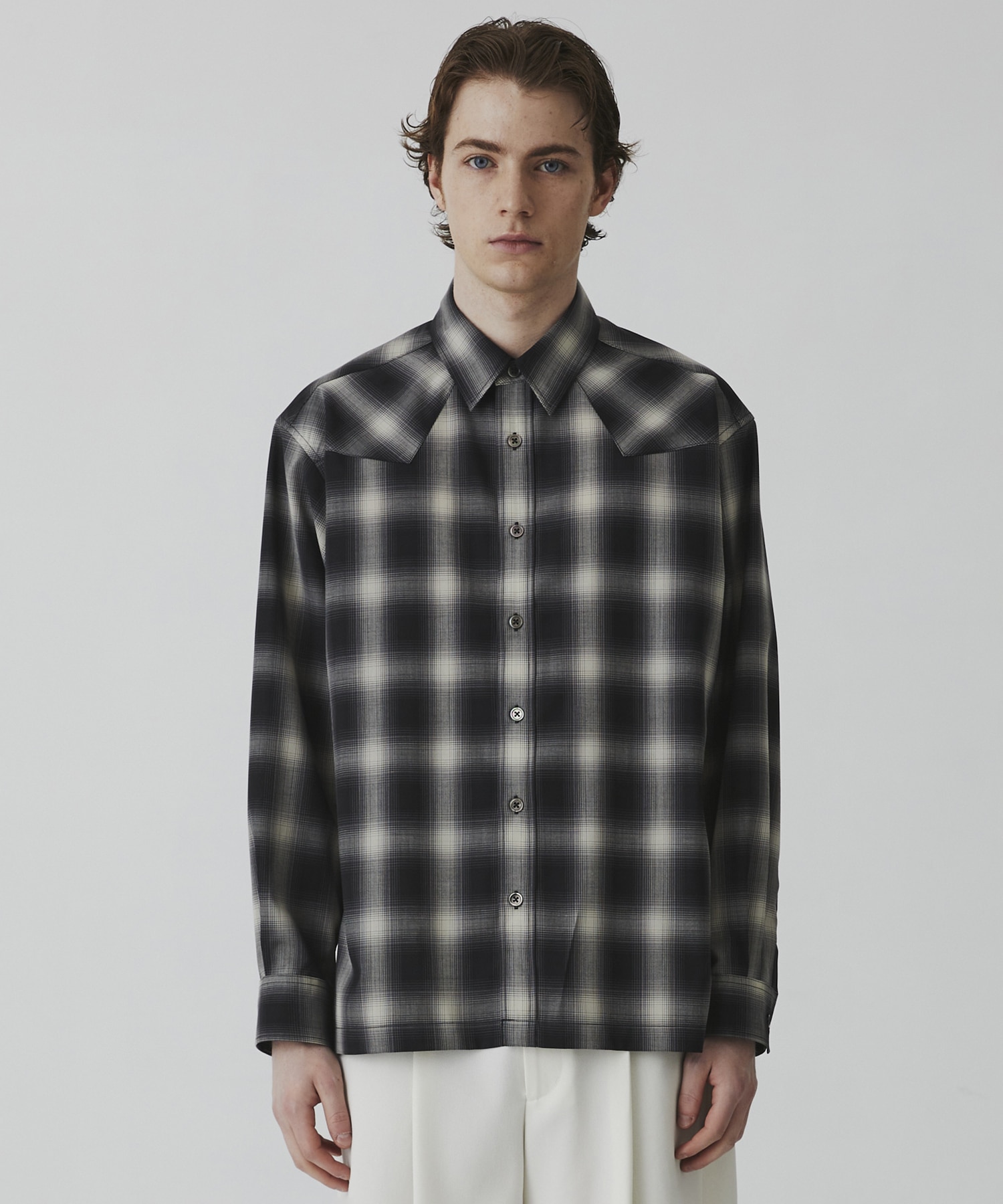 ウールオンブレチェック ウエスタンシャツ