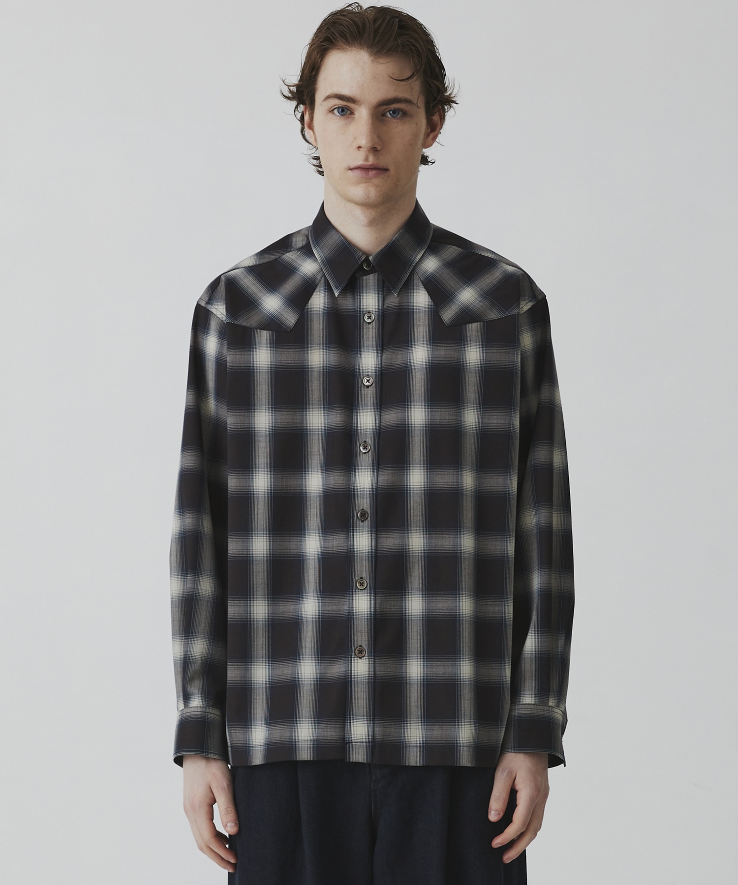 ウールオンブレチェック ウエスタンシャツ