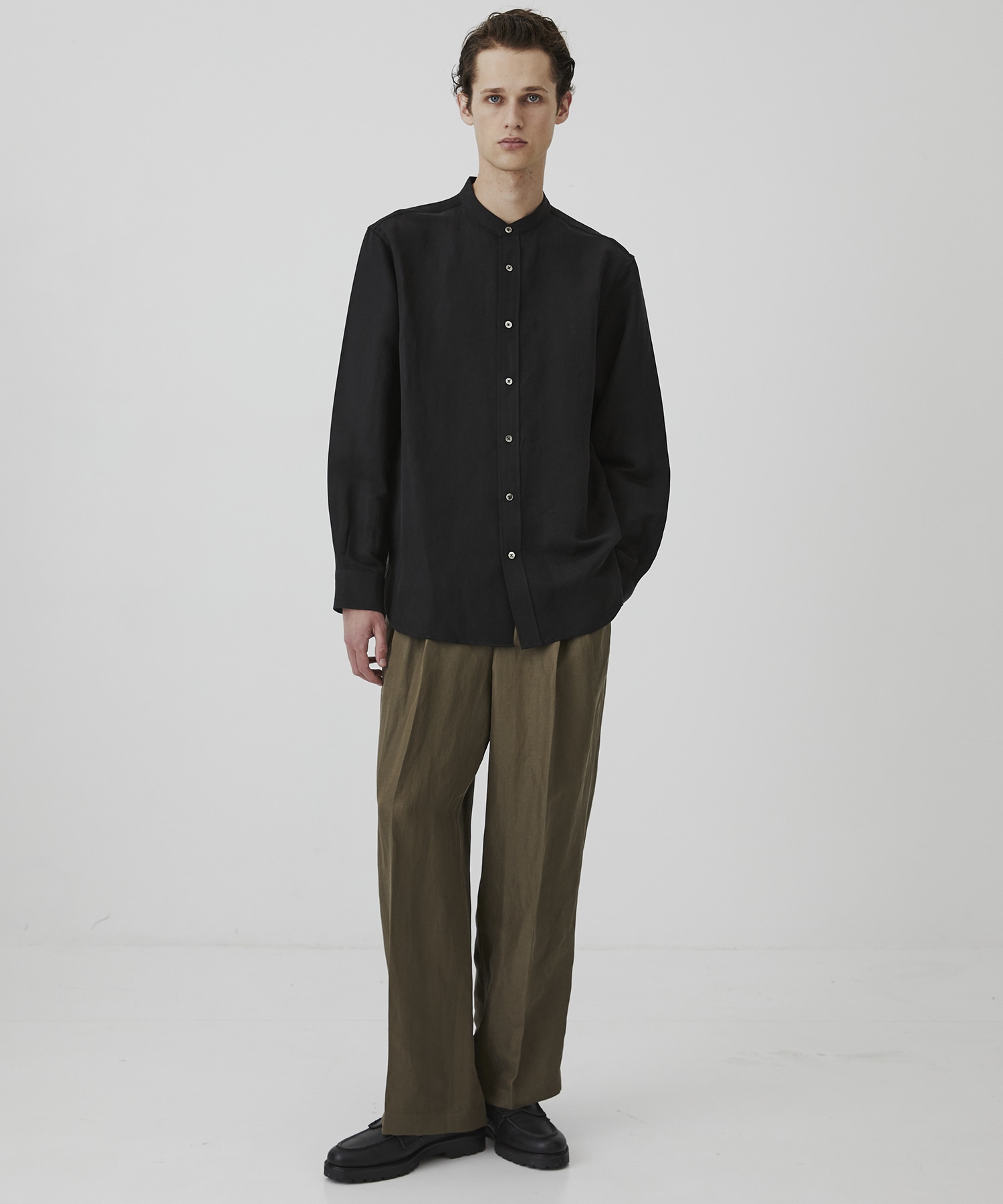 VINTAGE SILK LINEN グランパシャツ