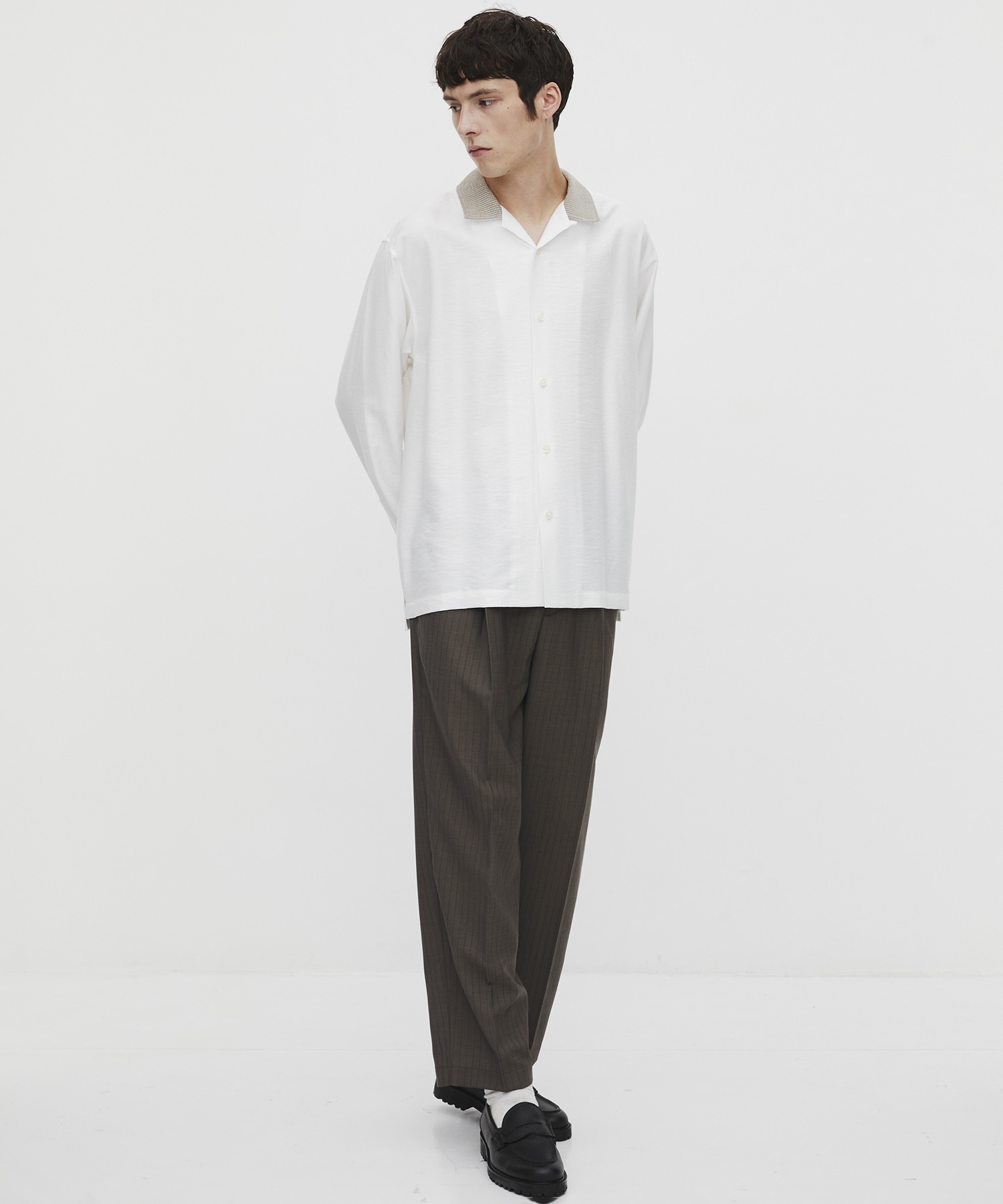 〈再入荷なし〉TWEED COLLER ロングスリーブシャツ