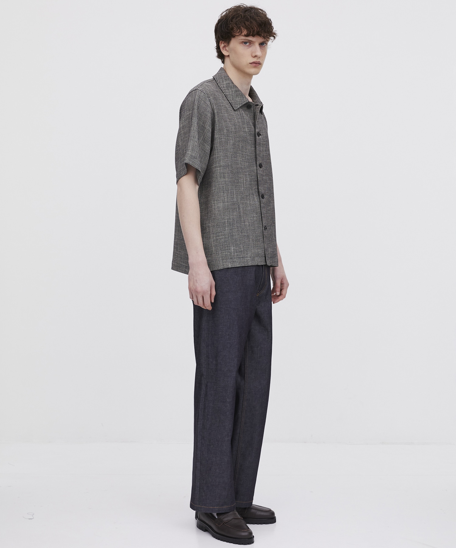 SUPIMA DENIM ストレートセミフレアパンツ