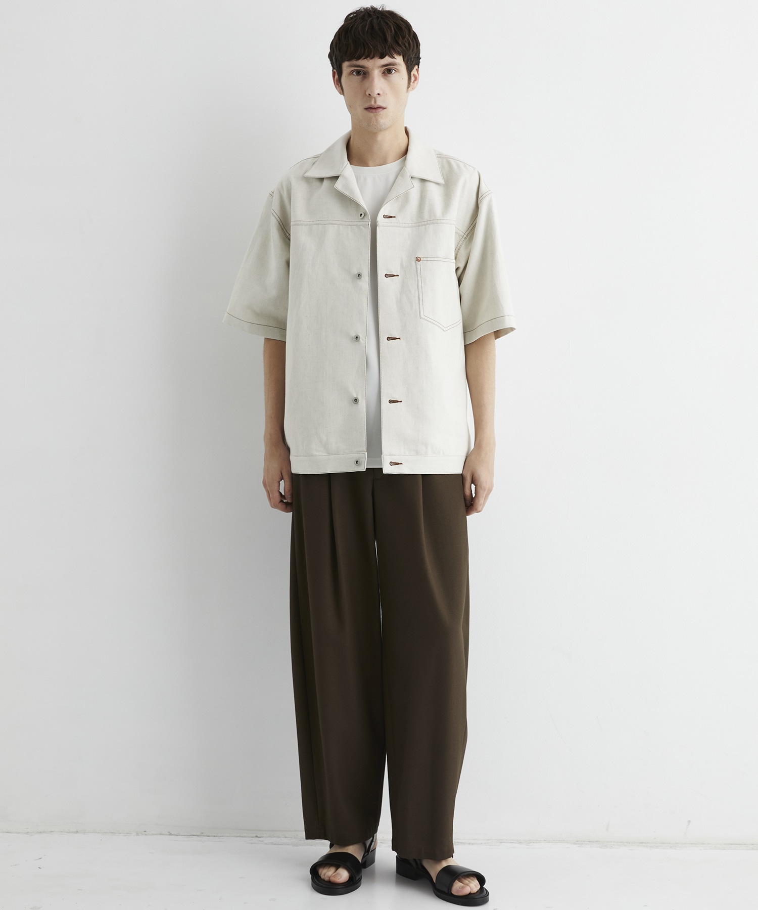 〈残りわずか｜再入荷なし〉9.5oz LINEN DENIM ワークシャツ S/S