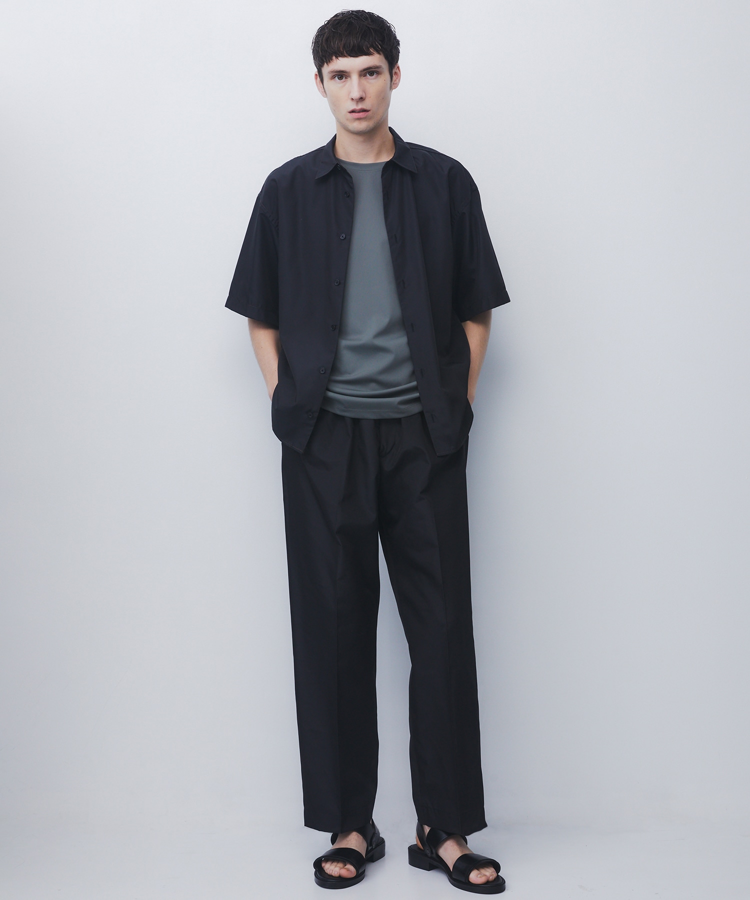 DRY SILK TAFFETA BACK PLEATS SHIRT