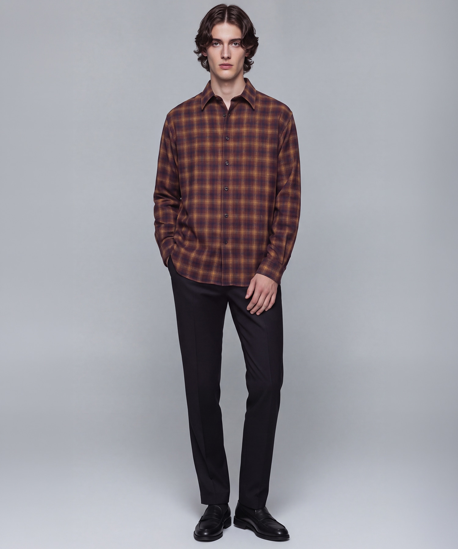 WOOL NYLON OMBRE CHECK SHIRT