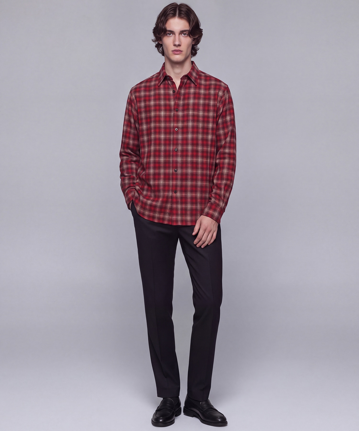 WOOL NYLON OMBRE CHECK SHIRT