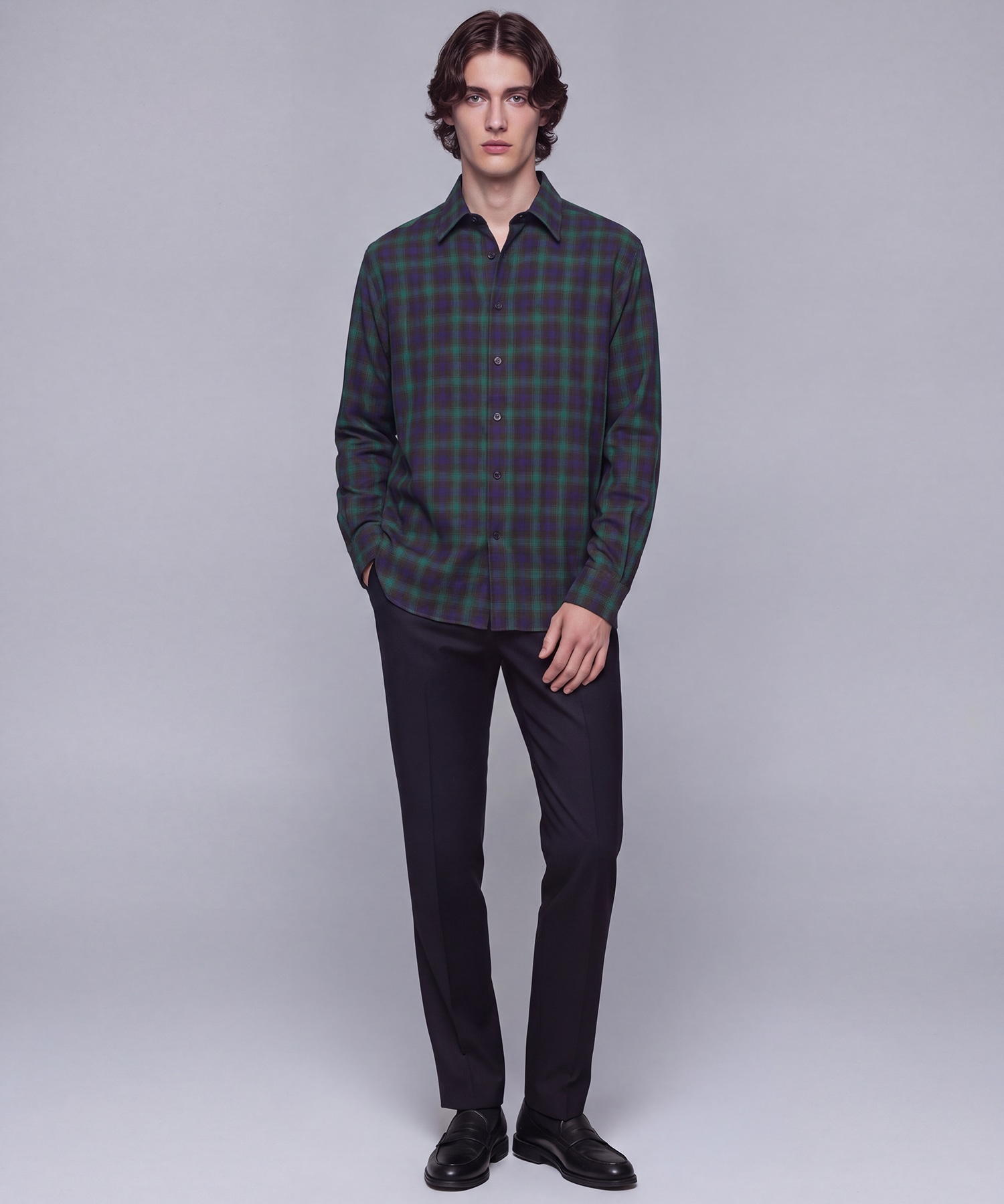 WOOL NYLON OMBRE CHECK SHIRT