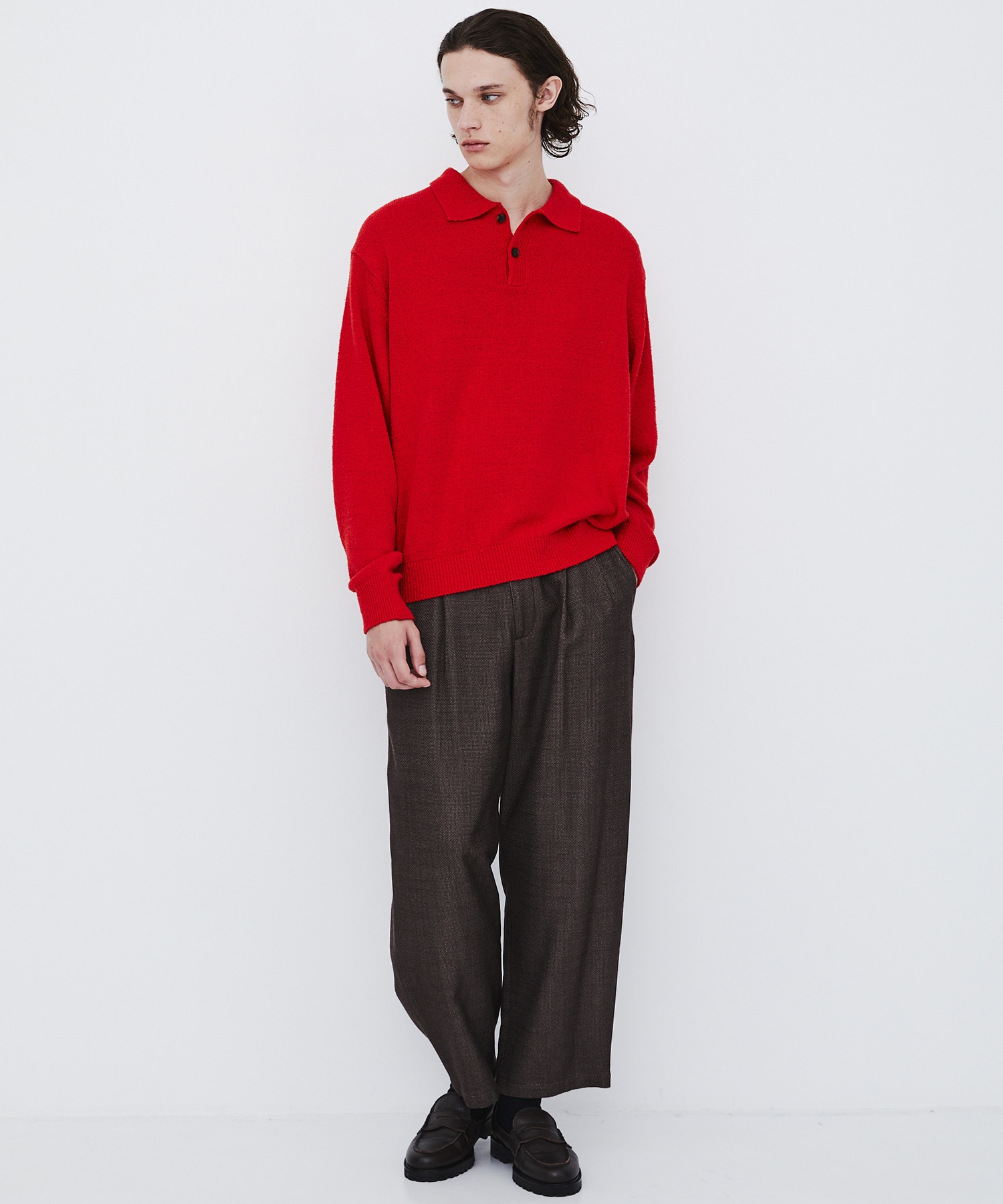 〈数量限定|サイズ2:残り1点〉7G SILK NEP TWEED POLO SHIRTS