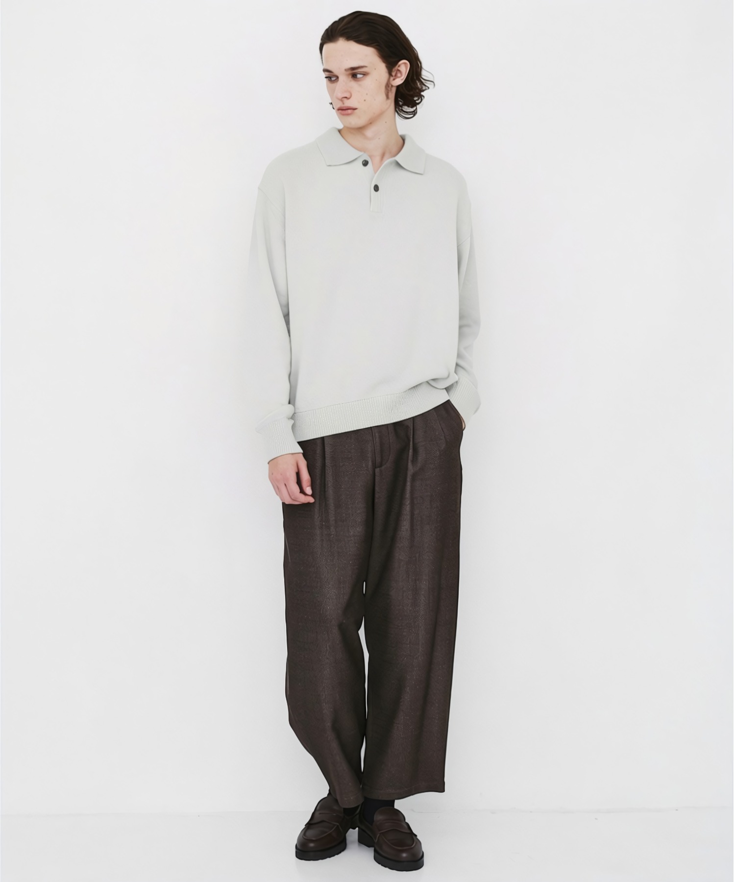 〈数量限定|サイズ1:残り1点〉7G SILK NEP TWEED POLO SHIRTS
