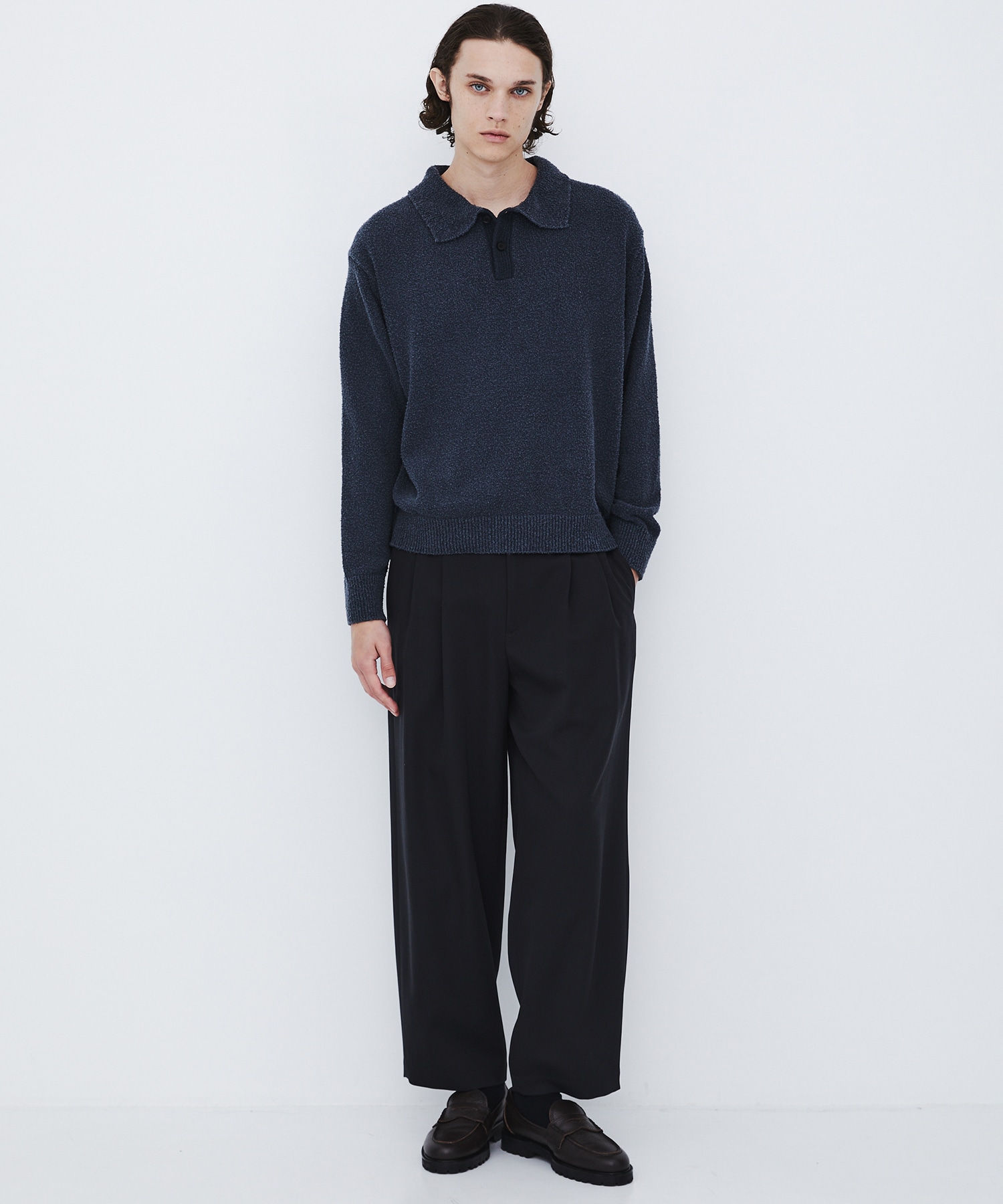〈数量限定|各サイズ:残り1点〉7G SILK NEP TWEED POLO SHIRTS