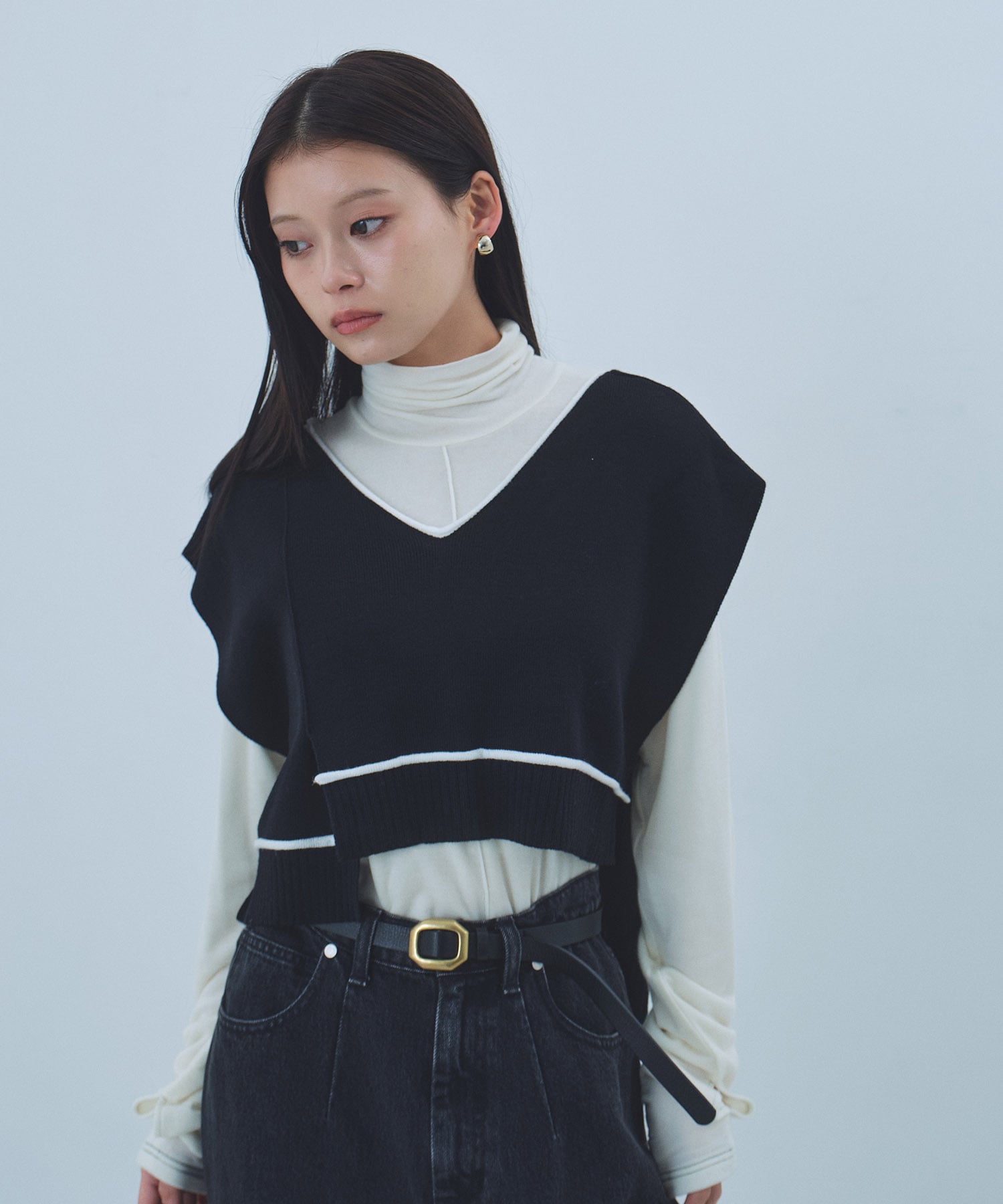 バックロングラインニットベスト