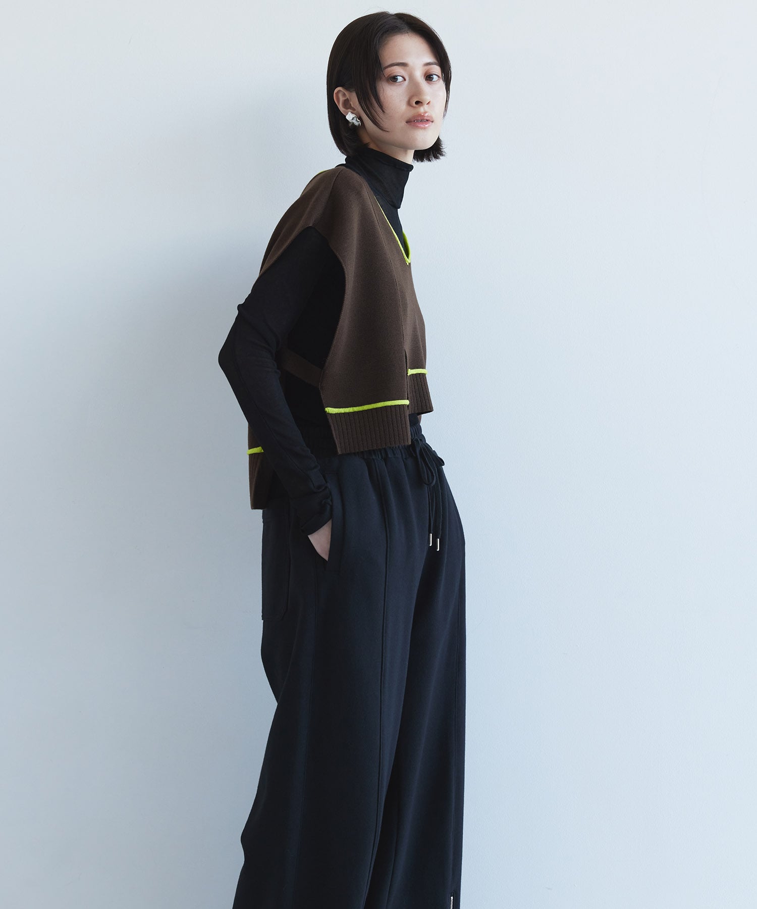 バックロングラインニットベスト