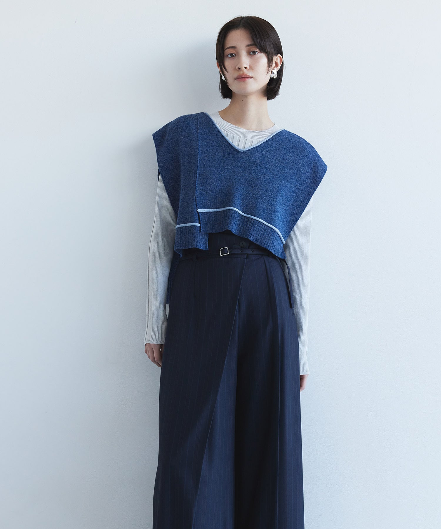 バックロングラインニットベスト